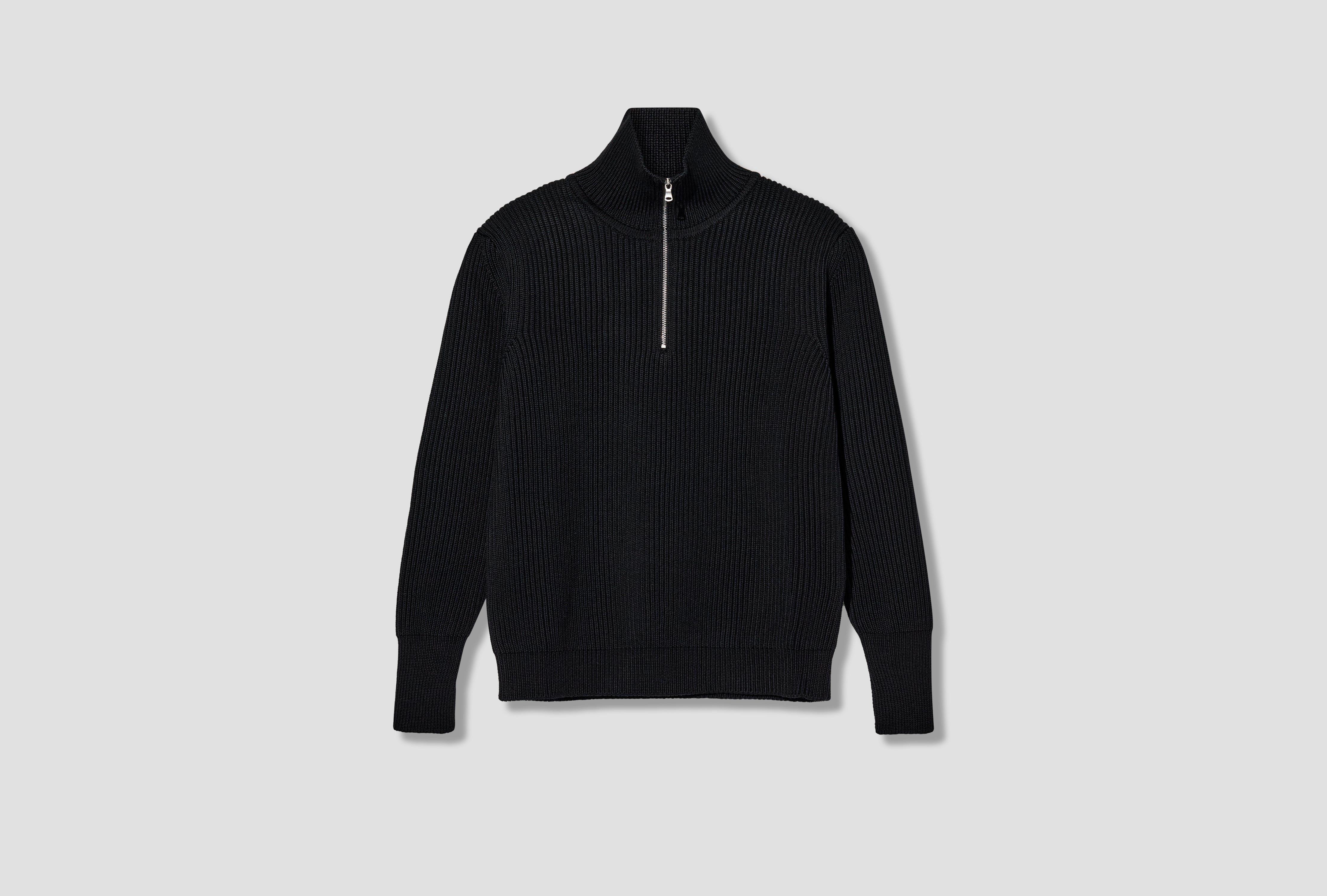 NAVY HALF-ZIP - 5 GAUGE / SIGNATURE YARN Black