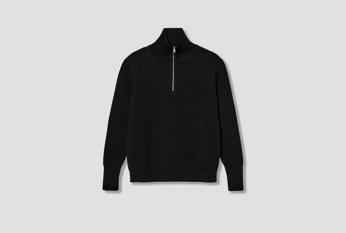 NAVY HALF-ZIP - 5 GAUGE / SIGNATURE YARN Black