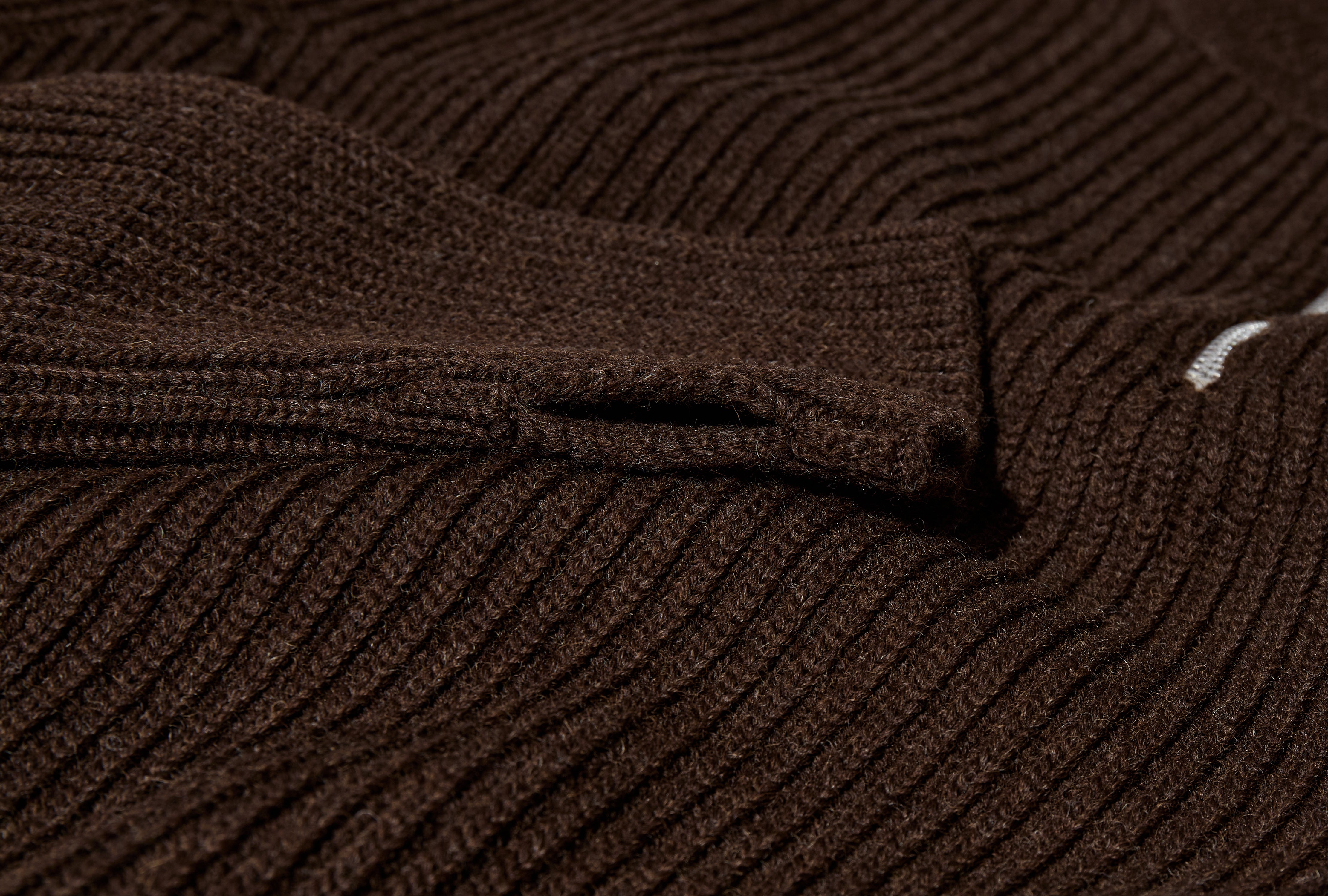NAVY HALF-ZIP - 5 GAUGE / UNDYED YARN Brown