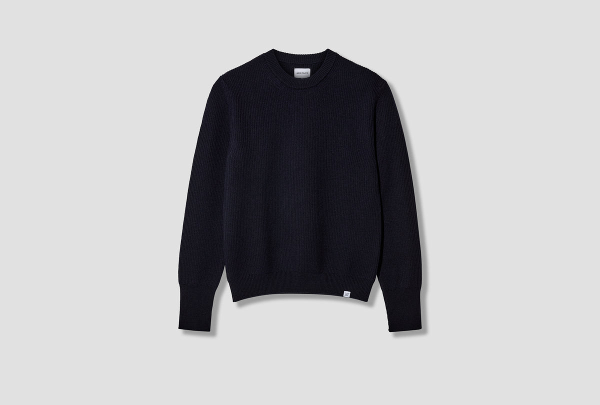HENNING COTTON WOOL RIB SWEATER N45-0660 Navy