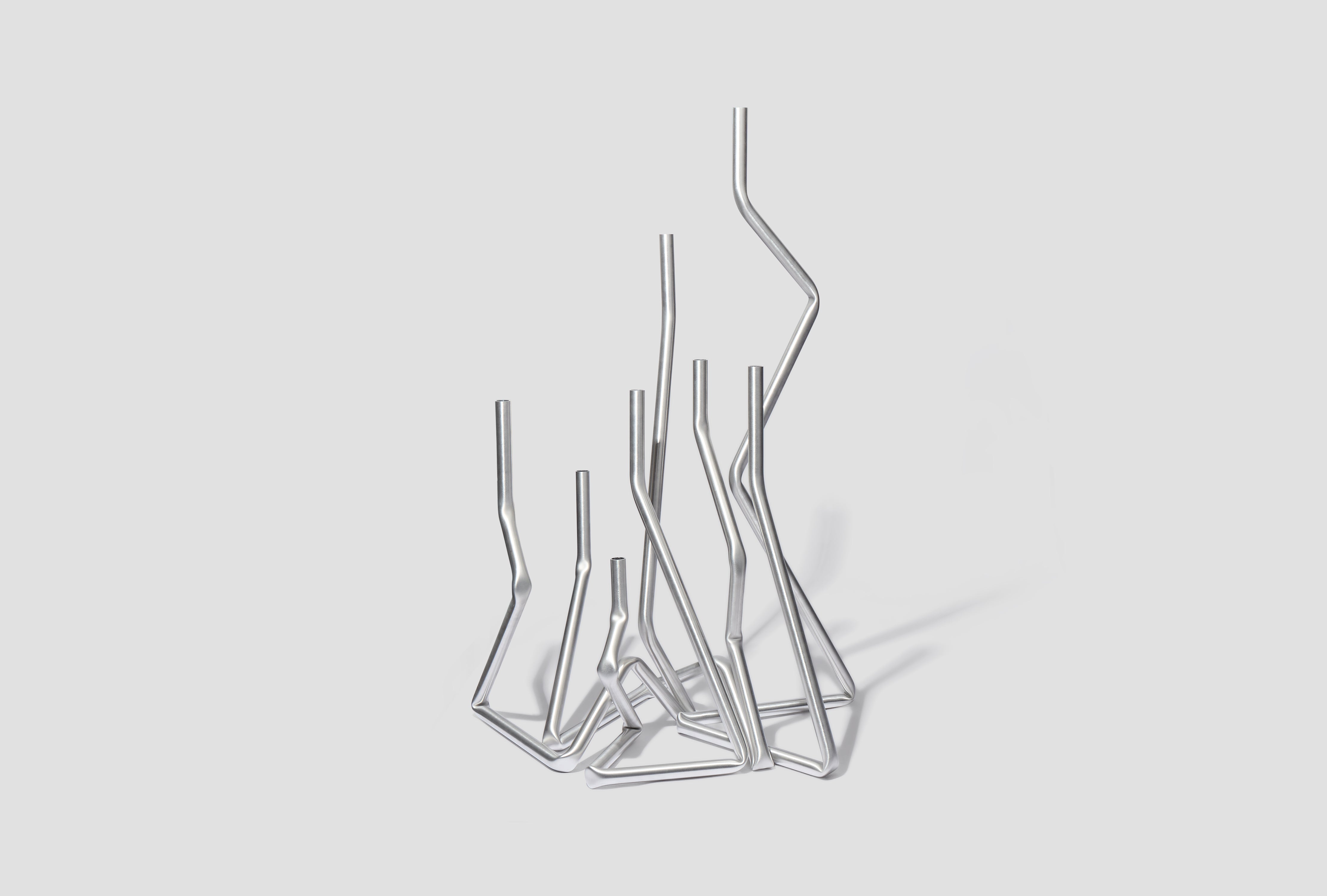 SPAGHETTONI 8-ARMED CANDELABRA 902 - BRUSHED ALUMINIUM