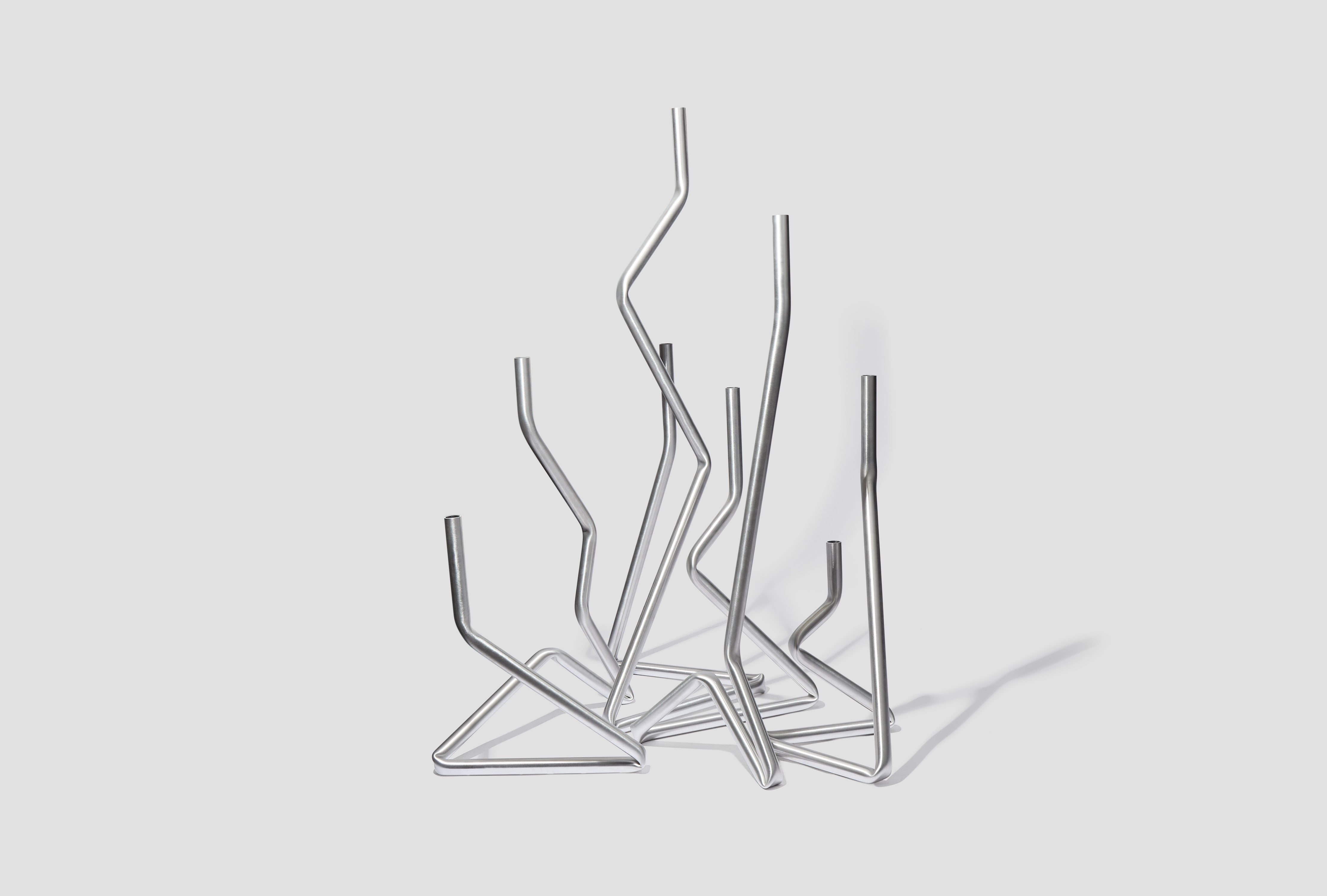 SPAGHETTONI 8-ARMED CANDELABRA 902 - BRUSHED ALUMINIUM
