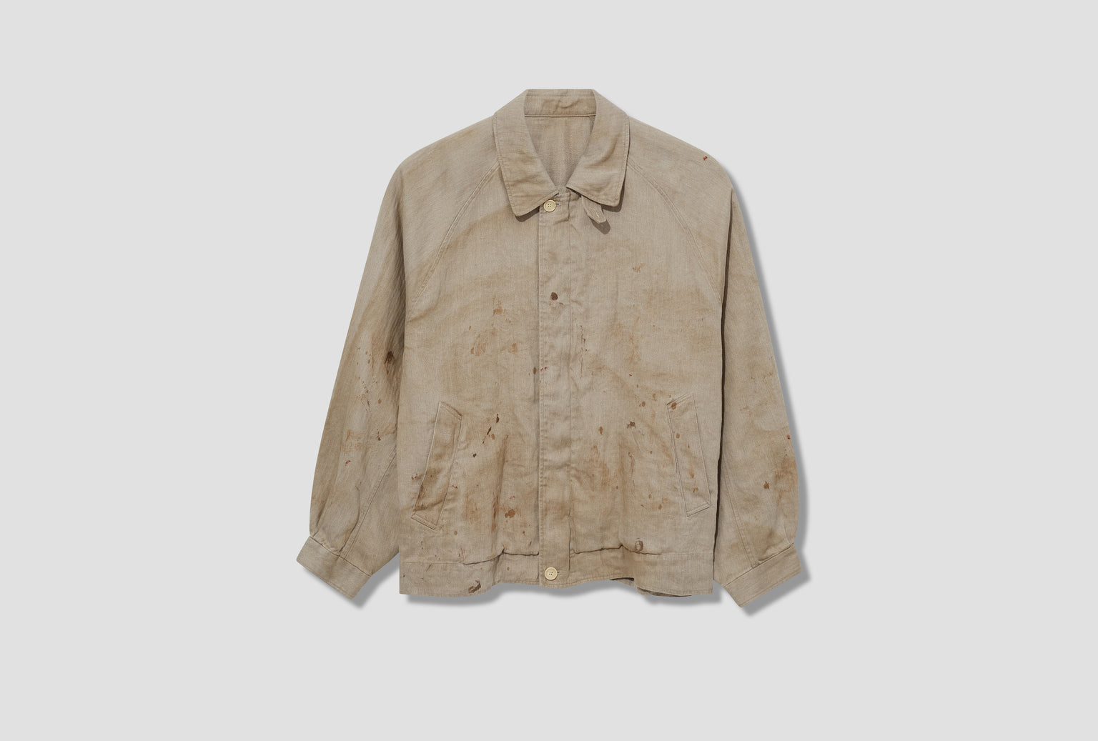 HEAVY LINEN HERRINGBONE ZIP JACKET ST.1241 Off white