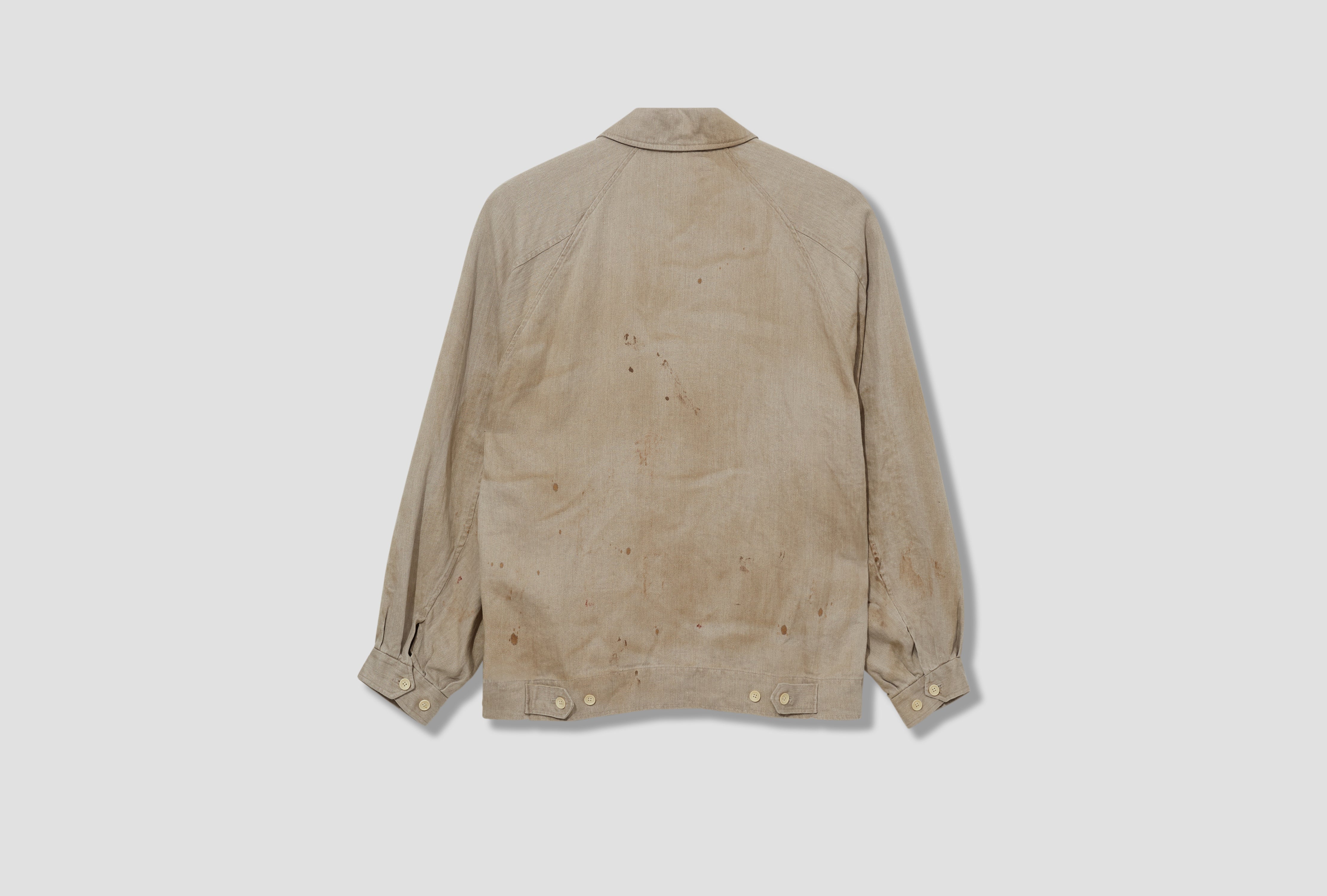 HEAVY LINEN HERRINGBONE ZIP JACKET ST.1241 Off white