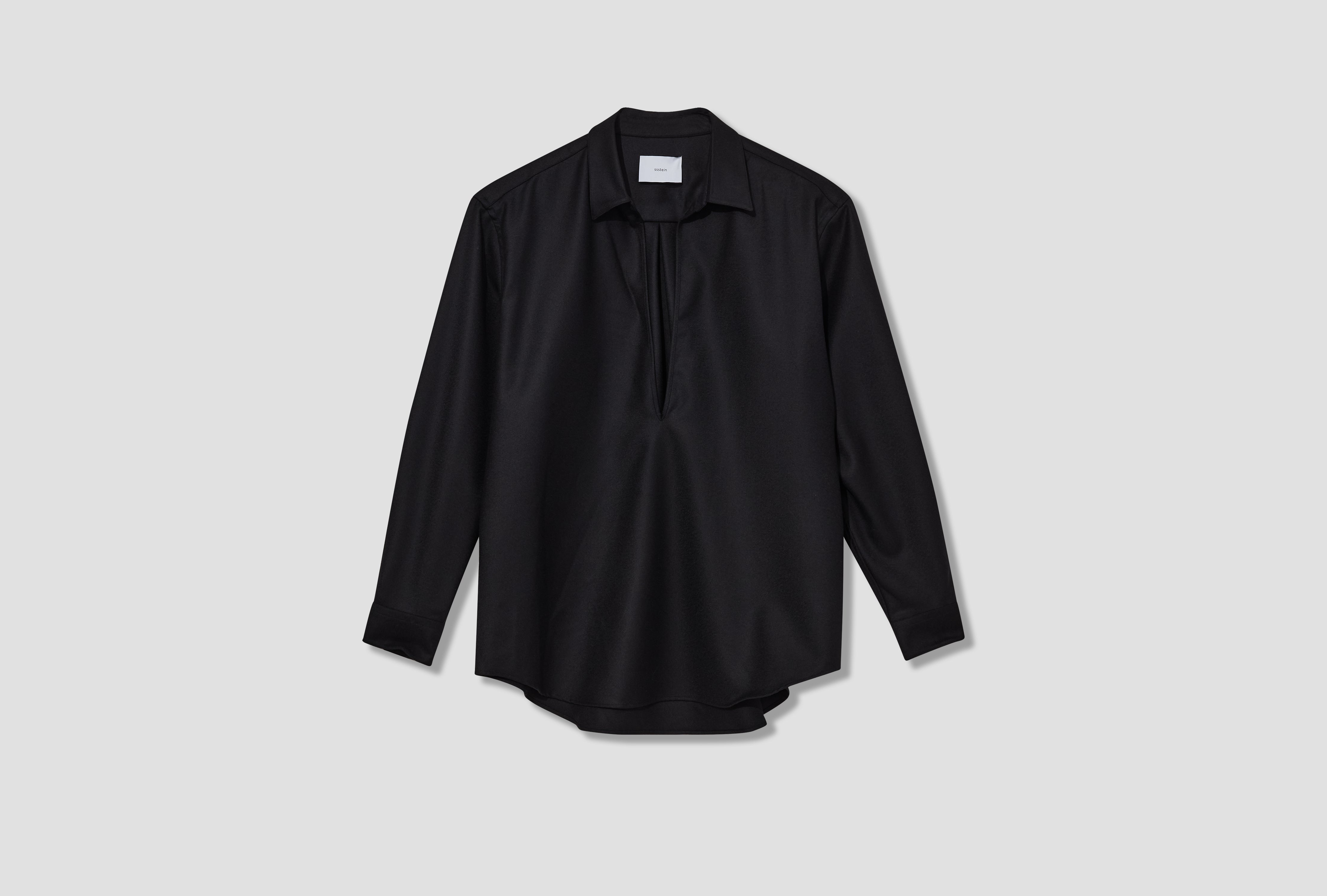 WOOL FLANNEL OVERSIZED SKIPPER SHIRT ST.1324 Black