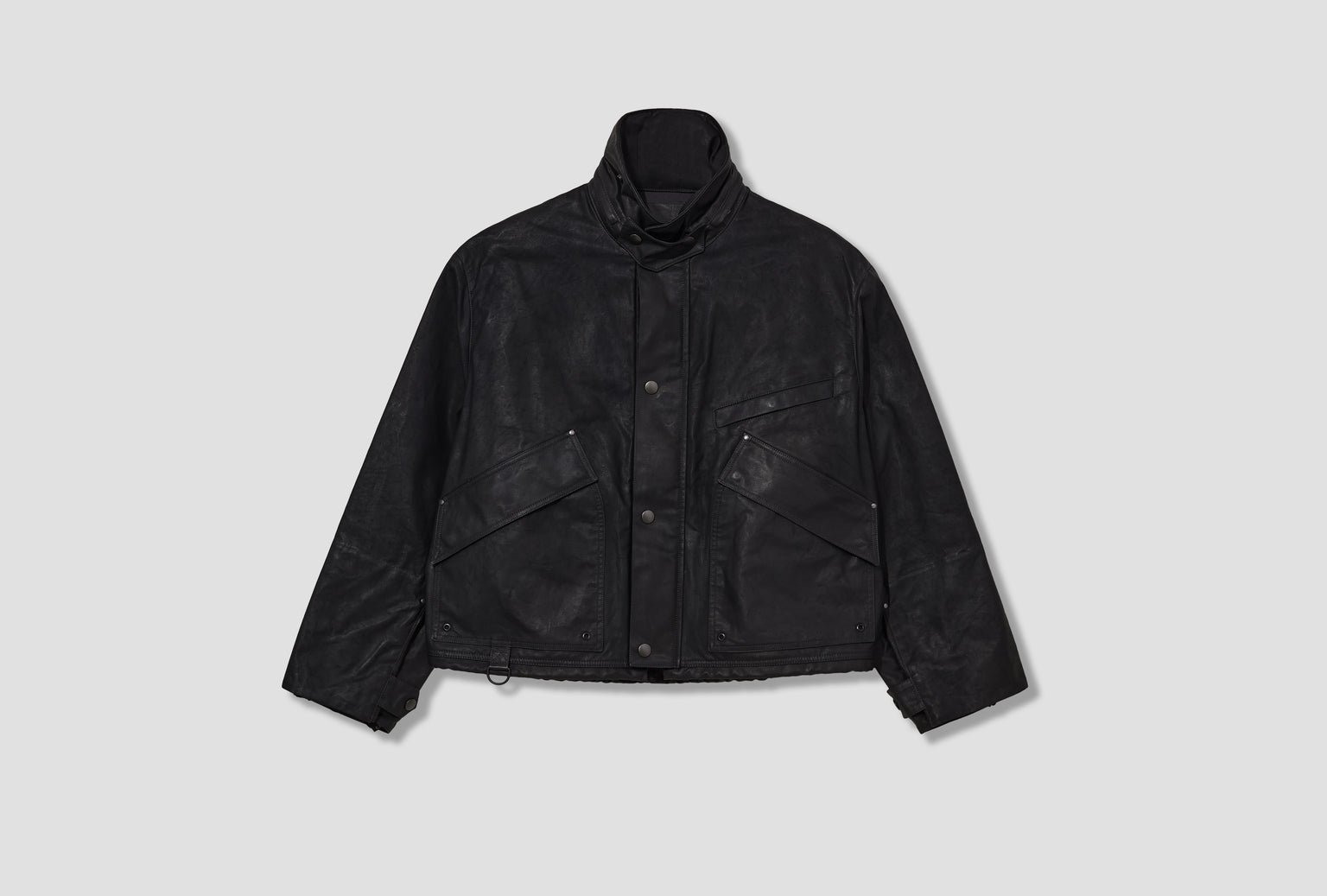 SHORT RAIN JACKET - WATER REPELLENT RESINATED COTTON CANVAS OW1174 LF1495 Black