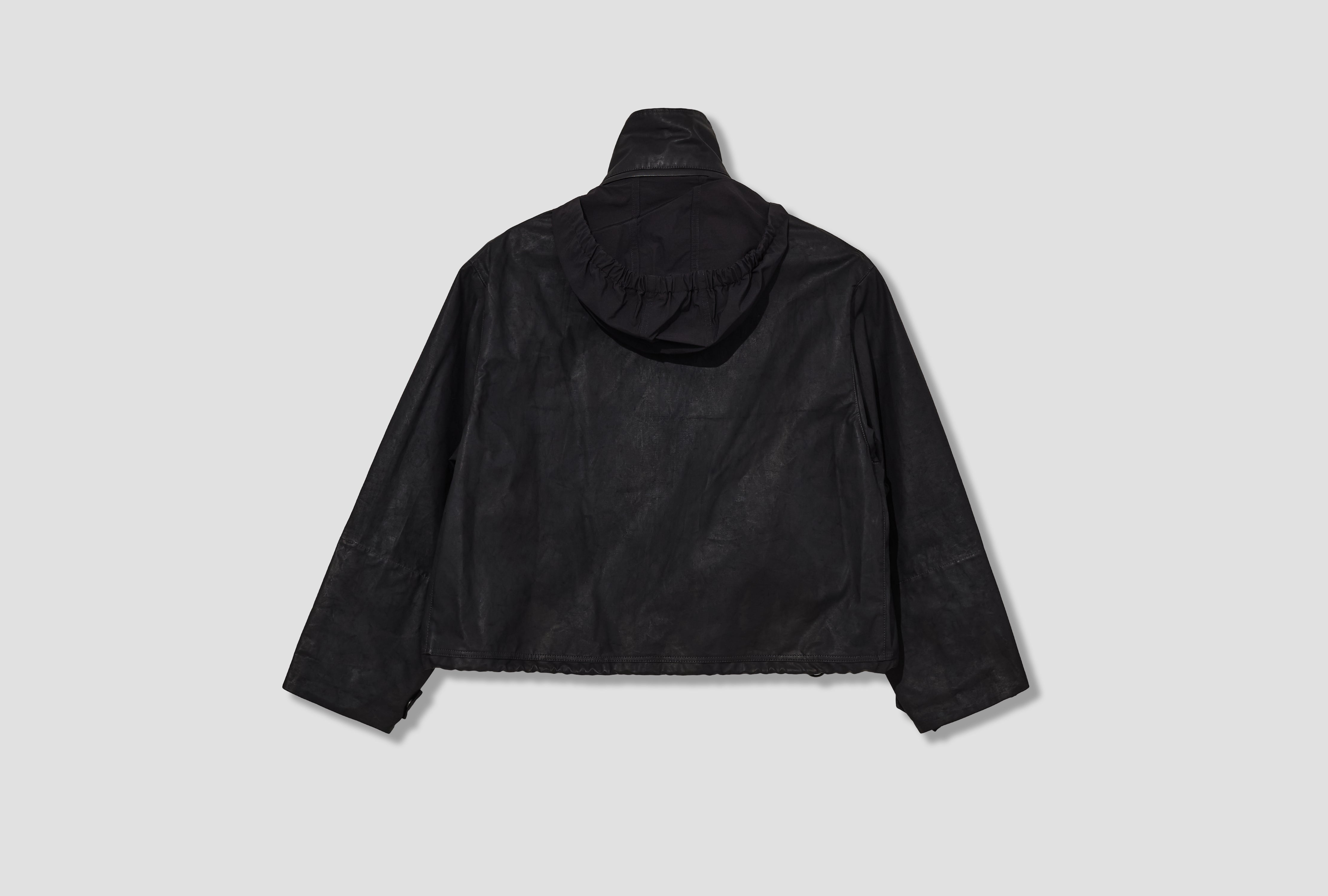 SHORT RAIN JACKET - WATER REPELLENT RESINATED COTTON CANVAS OW1174 LF1495 Black