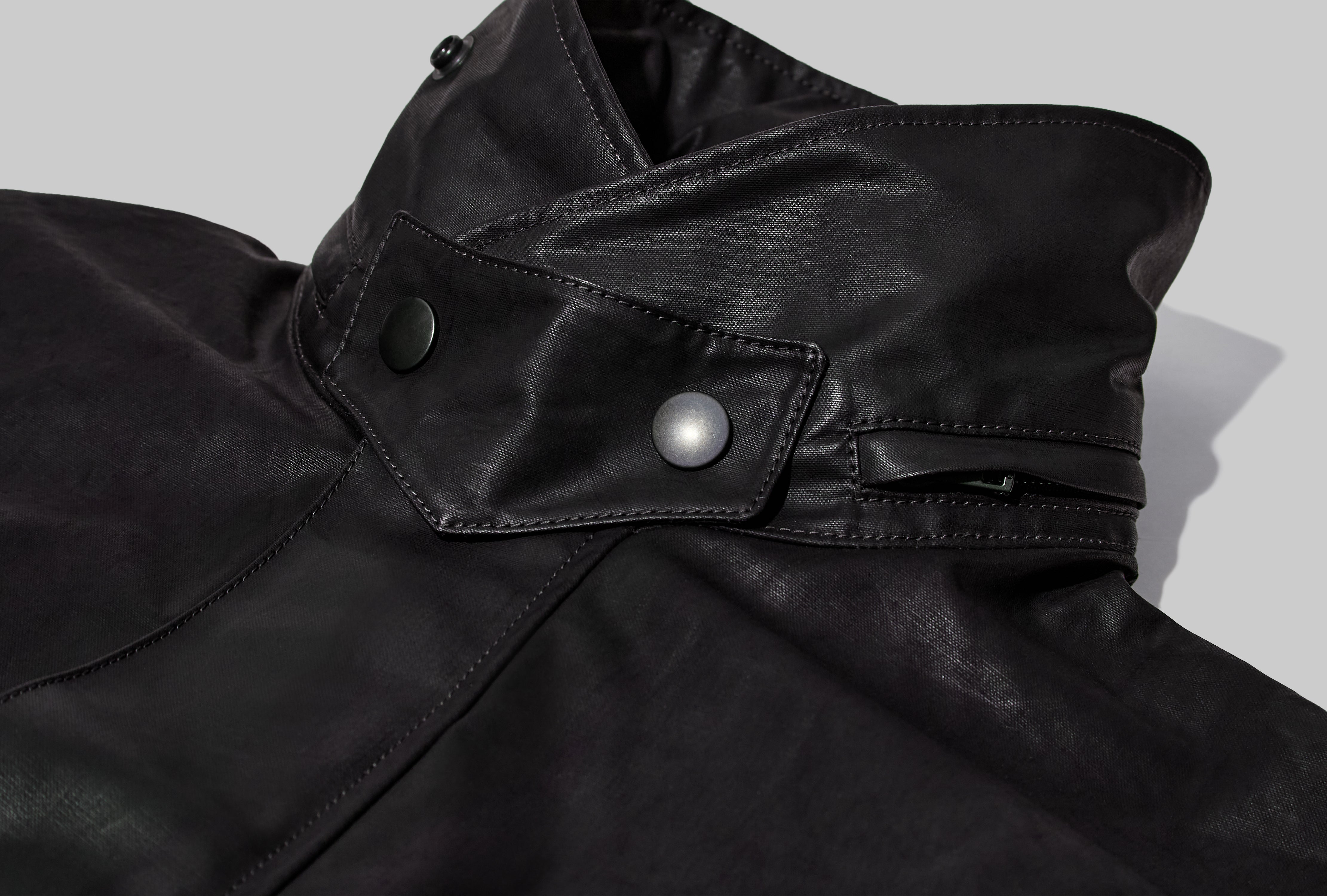 SHORT RAIN JACKET - WATER REPELLENT RESINATED COTTON CANVAS OW1174 LF1495 Black