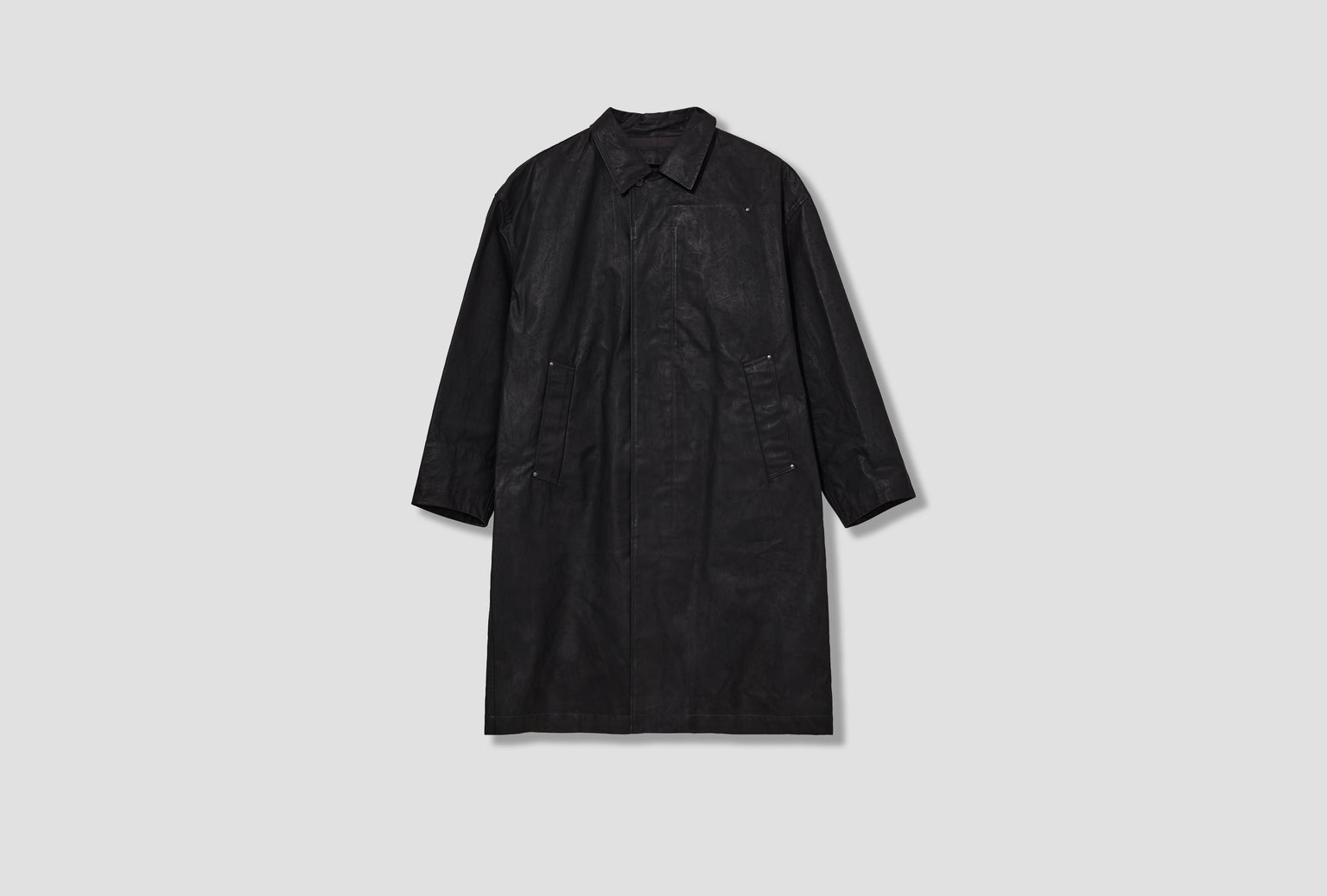 HOODED RAINCOAT - WATER REPELLENT RESINATED COTTON CANVAS CO1132 LF1495 Black