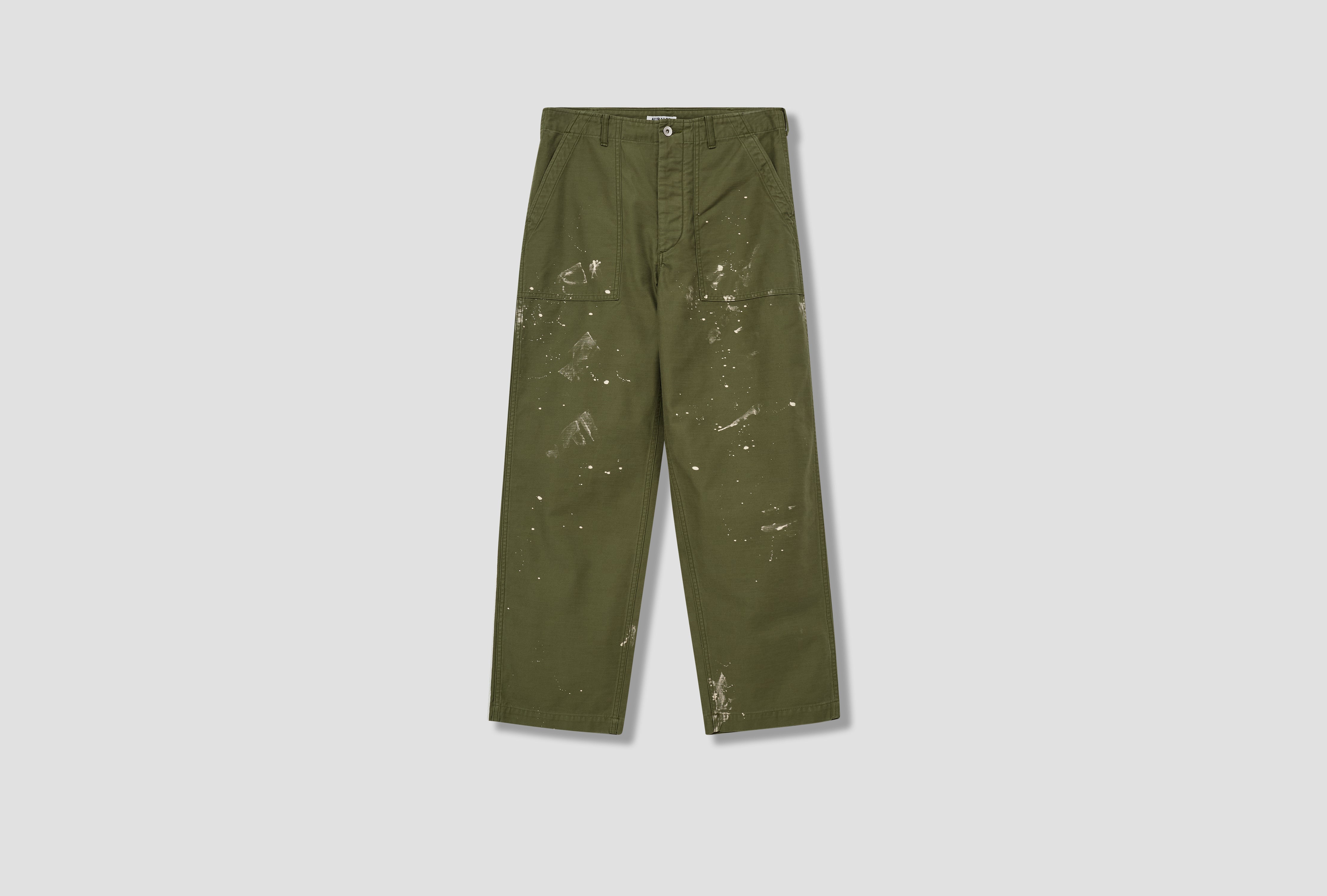 WASHED BAGGY SATIN BLEACHED BAKER PANTS A25AP01BP Olive