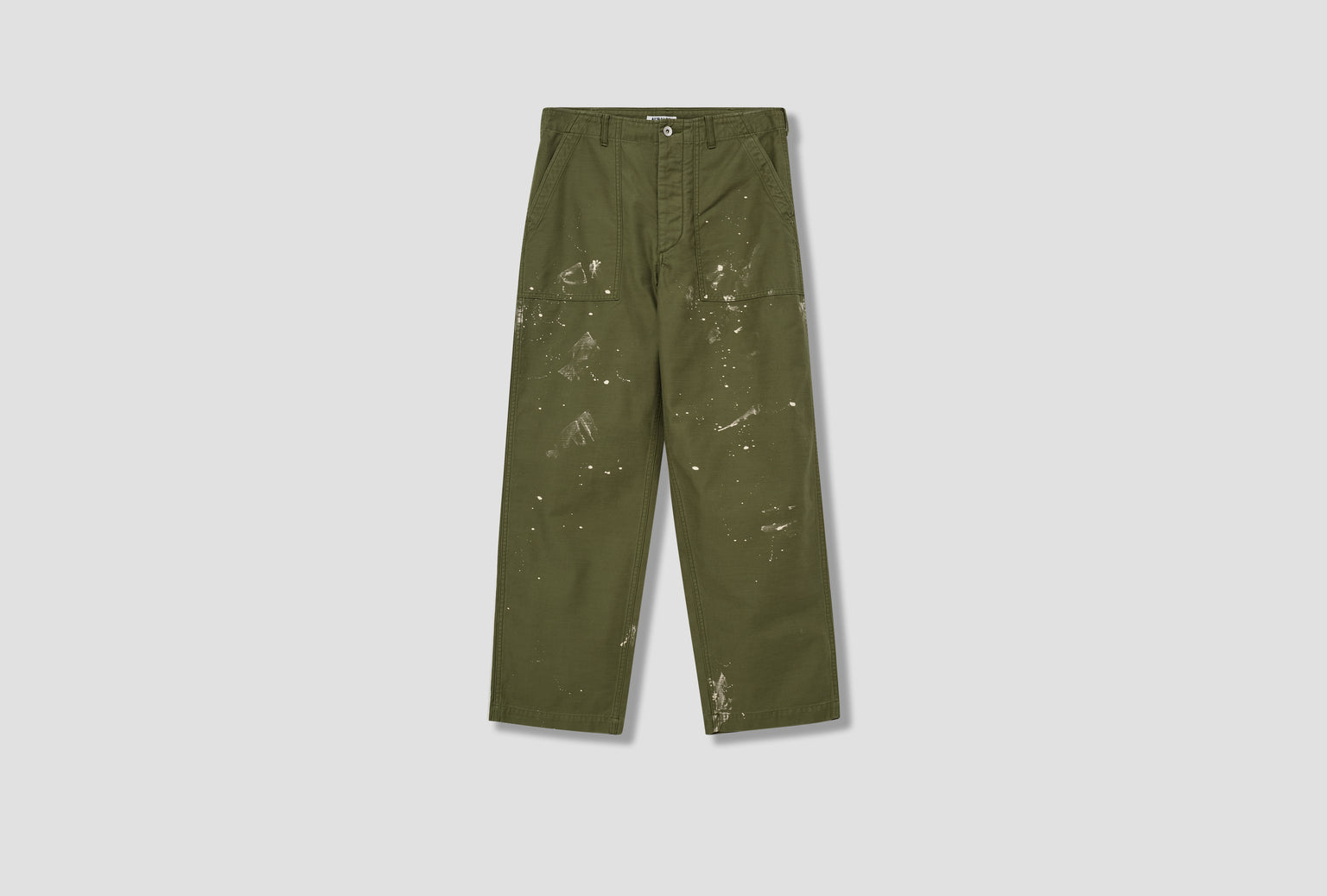 WASHED BAGGY SATIN BLEACHED BAKER PANTS A25AP01BP Olive