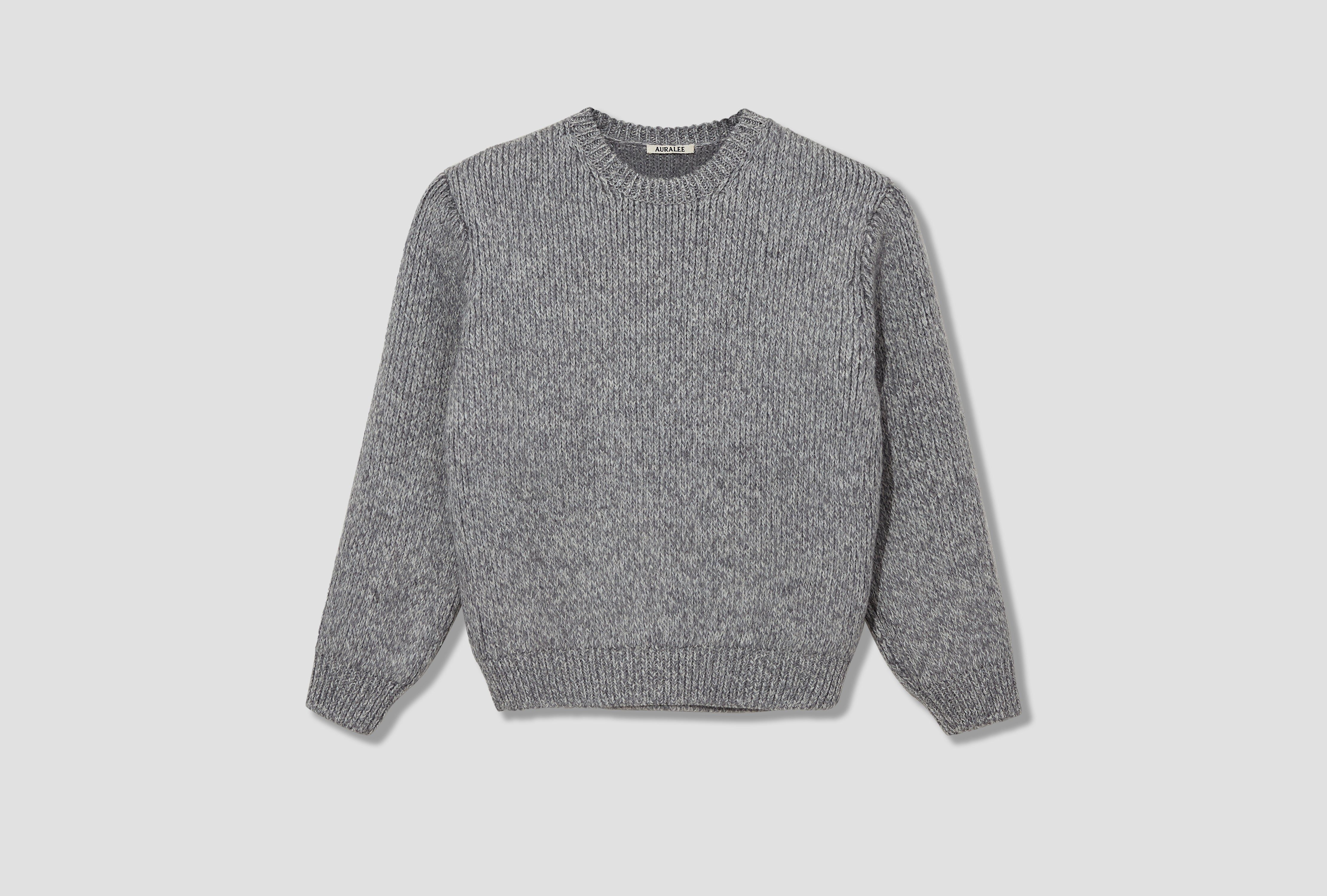 DOUBLE-FACED WOOL ALPACA LOW GAUGE KNIT PULLOVER A25AP02TA Light grey