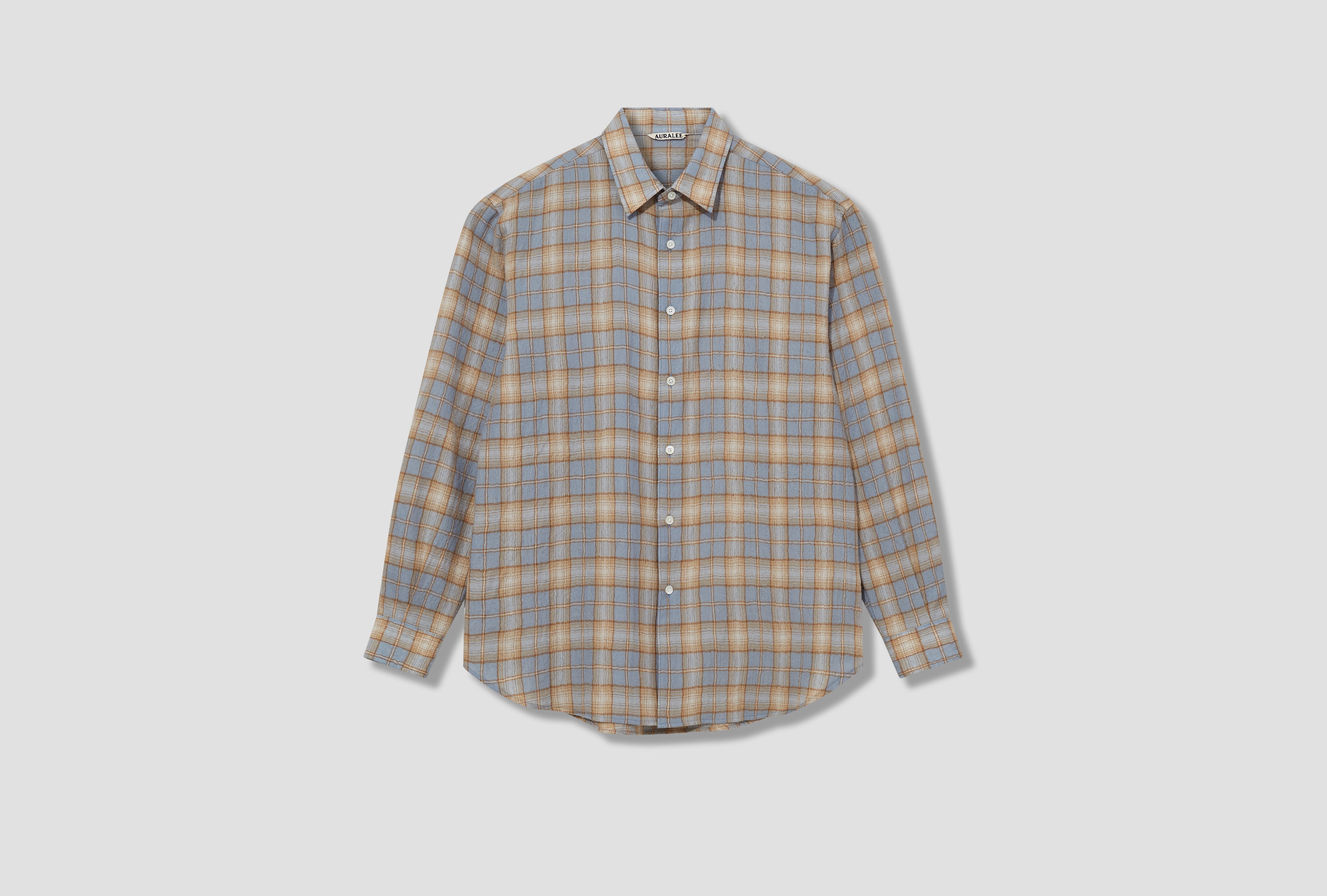 AIRY WOOL CHECK SHIRT A25AS01WN Light blue