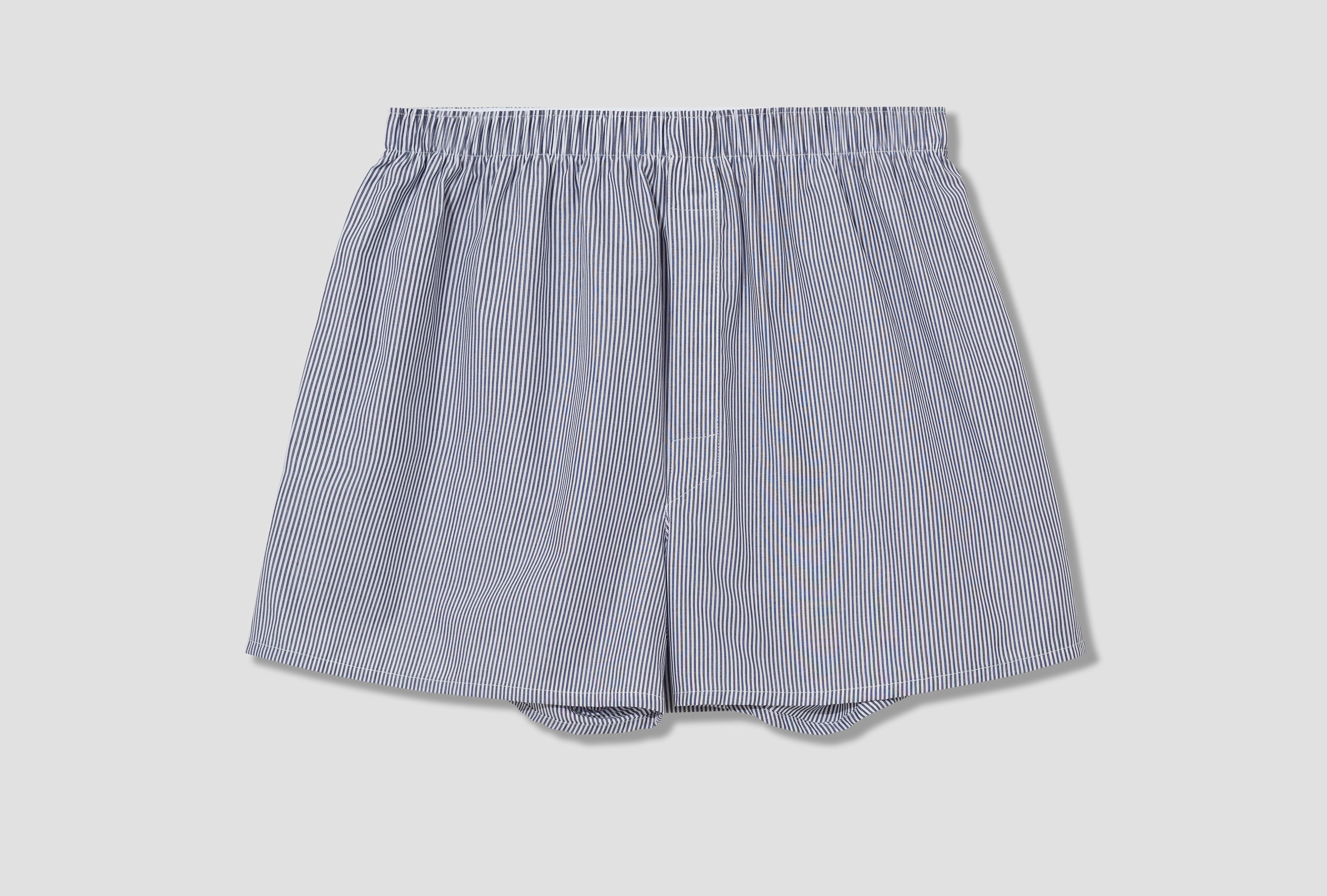 CLASSIC BOXER SHORT - WHITE / NAVY / LIGHT BLUE PINSTRIPE MBOX4700