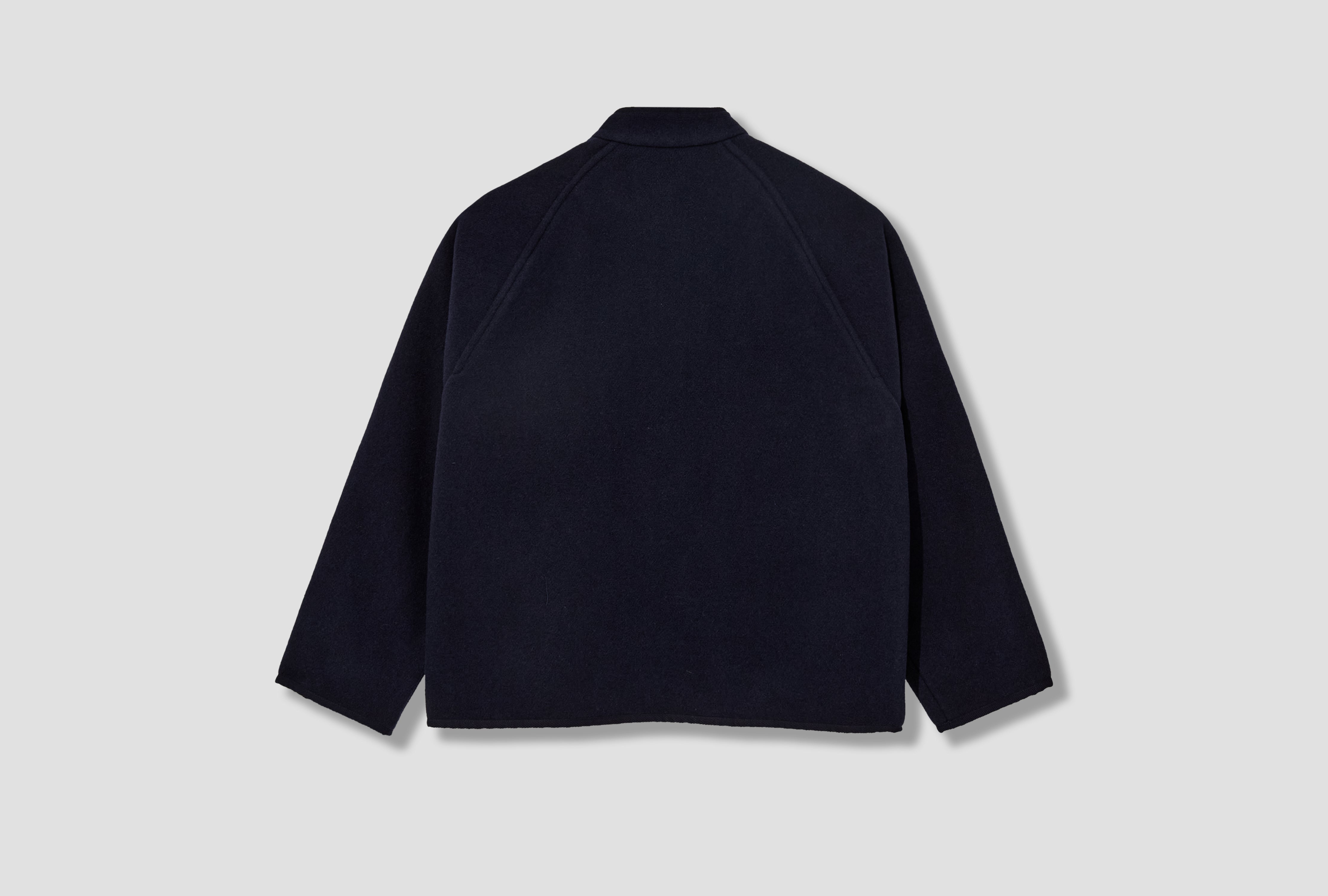 STAND COLLAR JACKET - WOOL LIGHT PILE #DT-A0715 WLP Navy