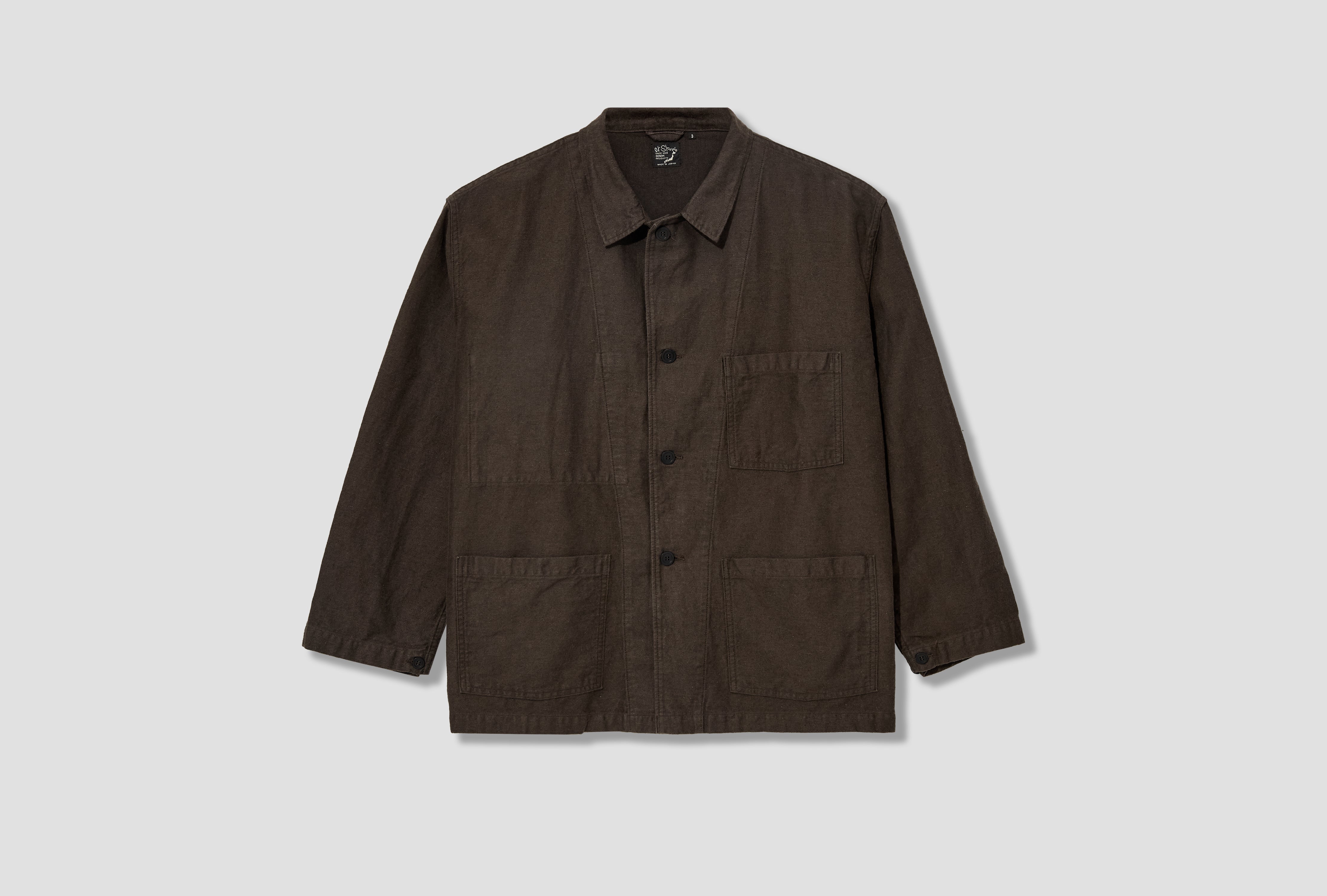 COTTON LINEN MOLESKIN RELAX FIT SIMPLE WORK JACKET - MOLESKIN 01-6061-60 Charcoal