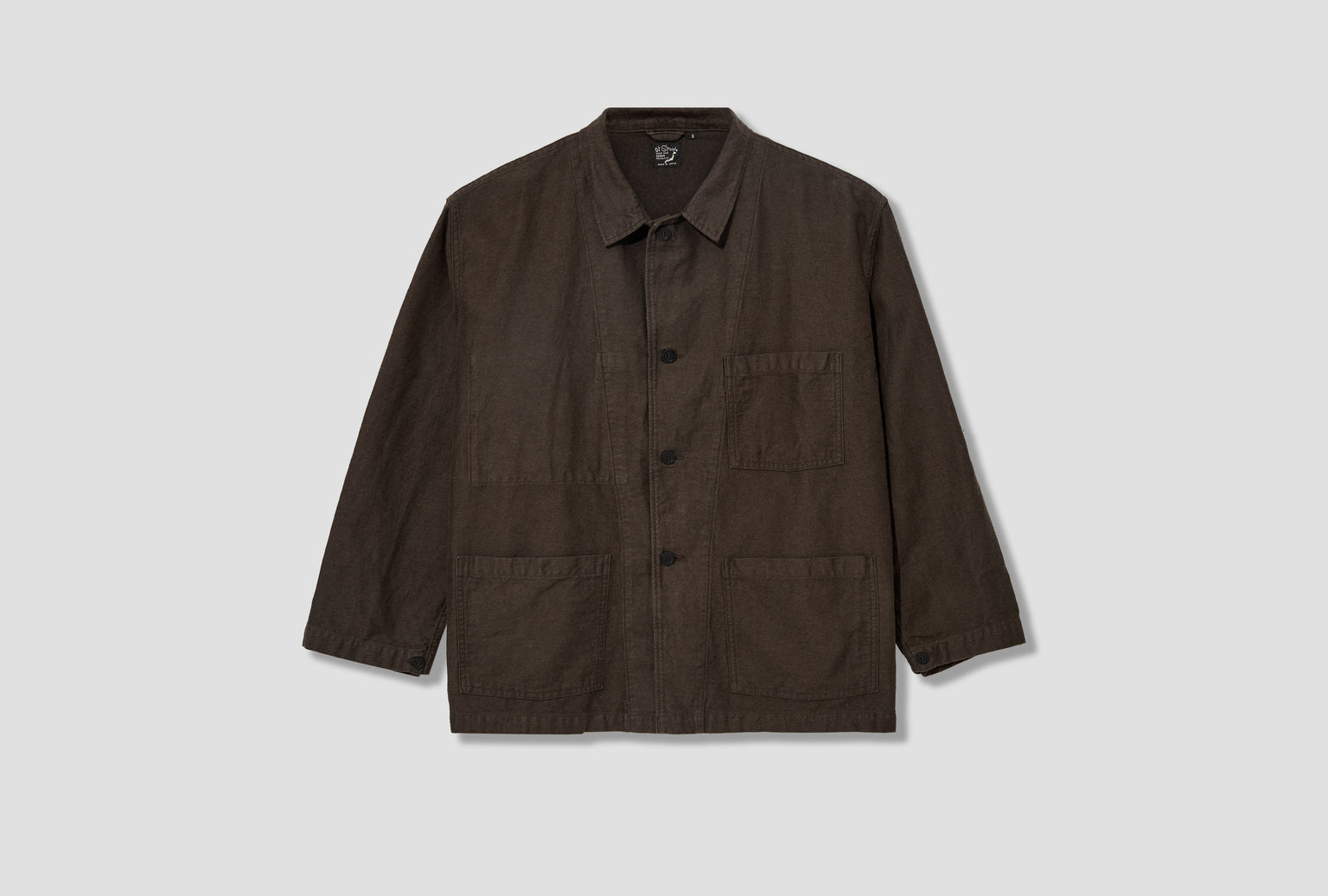 COTTON LINEN MOLESKIN RELAX FIT SIMPLE WORK JACKET - MOLESKIN 01-6061-60 Charcoal