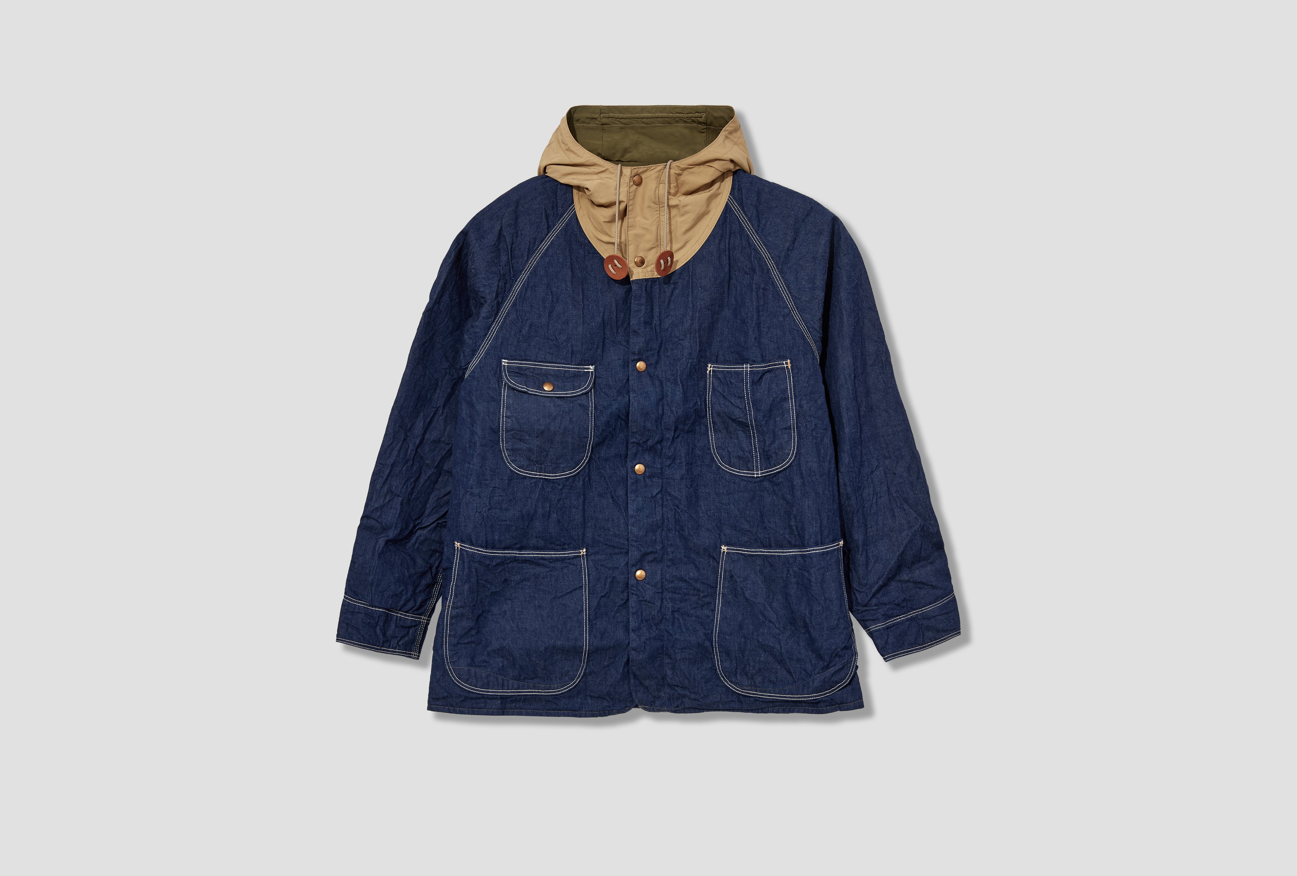 60/40 CLOTH HOODED COVERALL - 9OZ JAPANESE DENIM / ONE WASH 01-6143-81 Blue