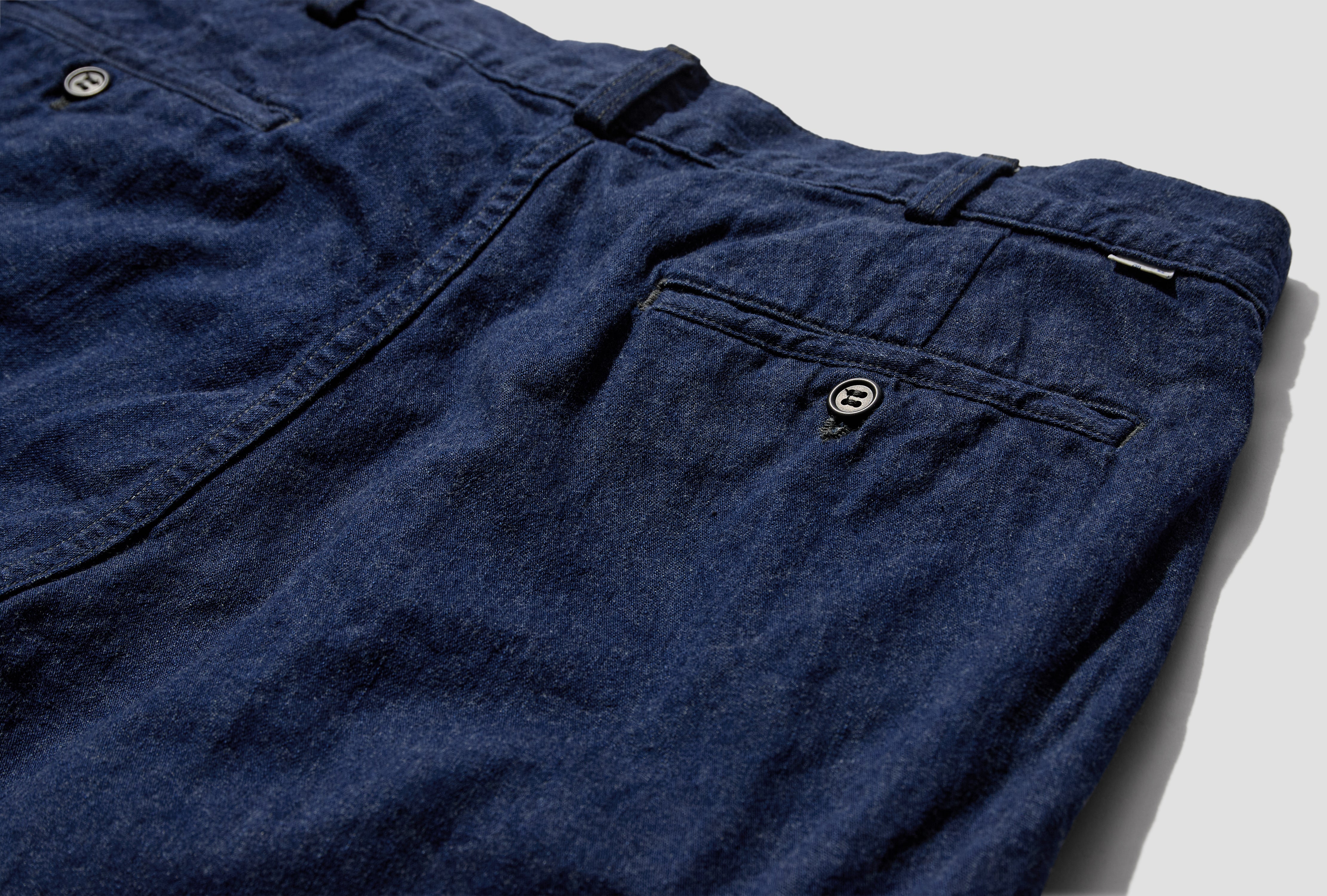 TWO TUCK DENIM WIDE TROUSERS - 8OZ ORIGINAL JAPANESE DENIM / ONE WASH 03-5021-A81 Blue