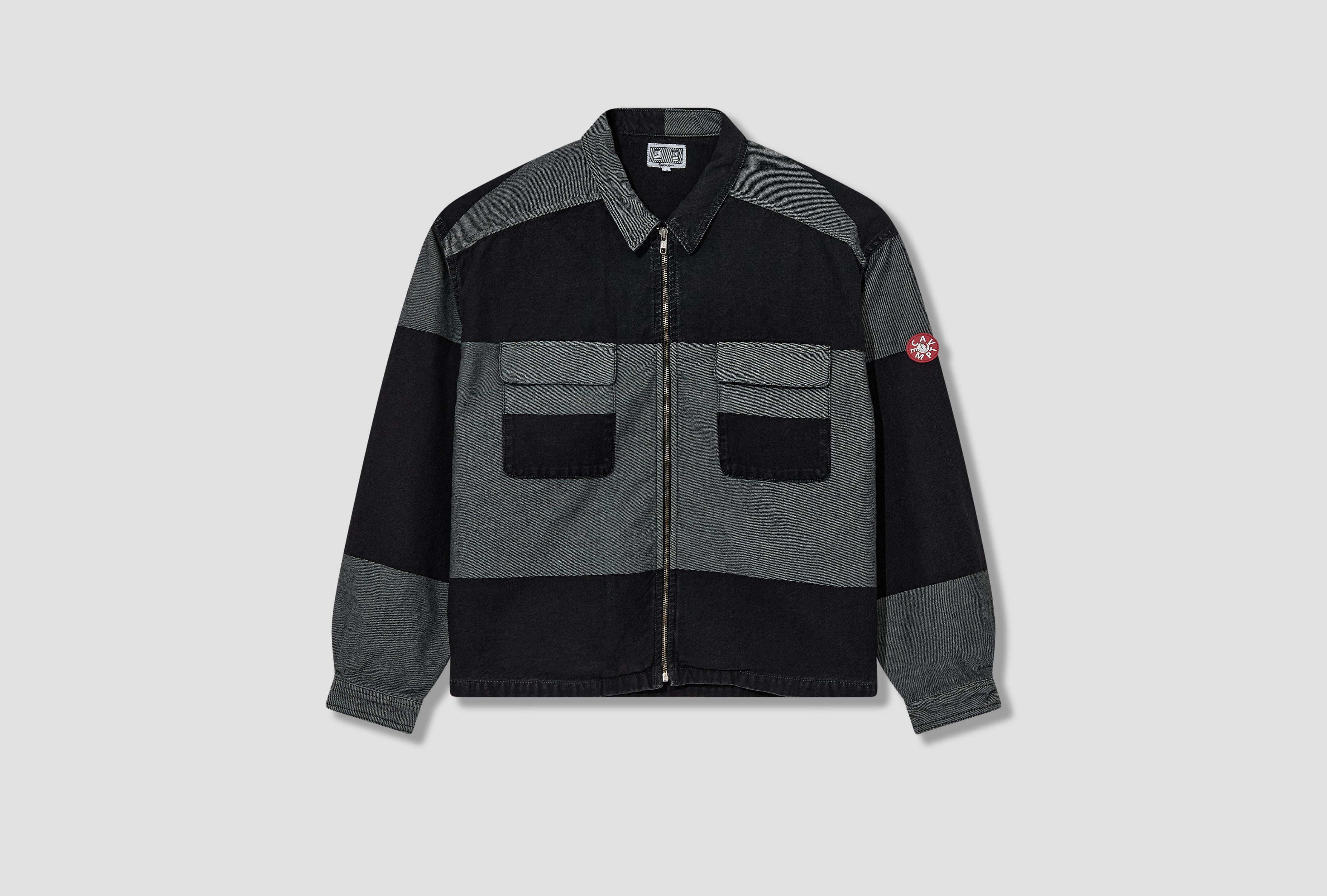 OVERDYE STRIPE SHORT SHIRT JACKET CES28JK21 Grey