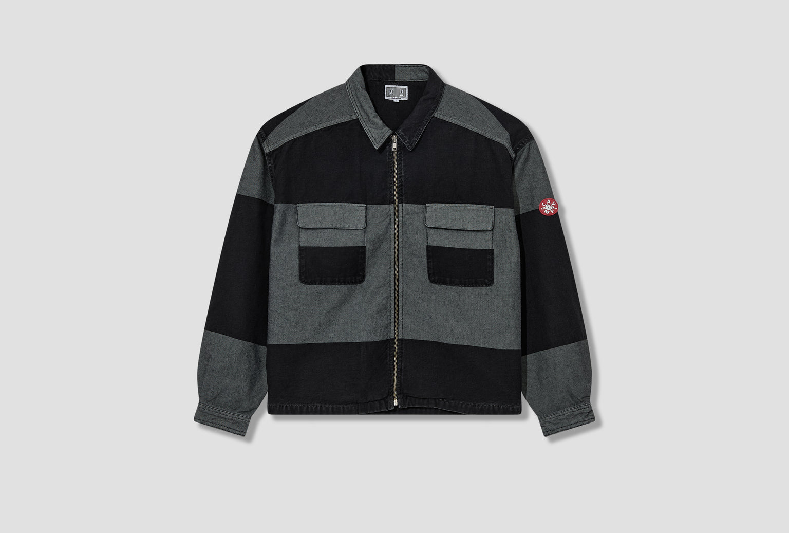 OVERDYE STRIPE SHORT SHIRT JACKET CES28JK21 Grey