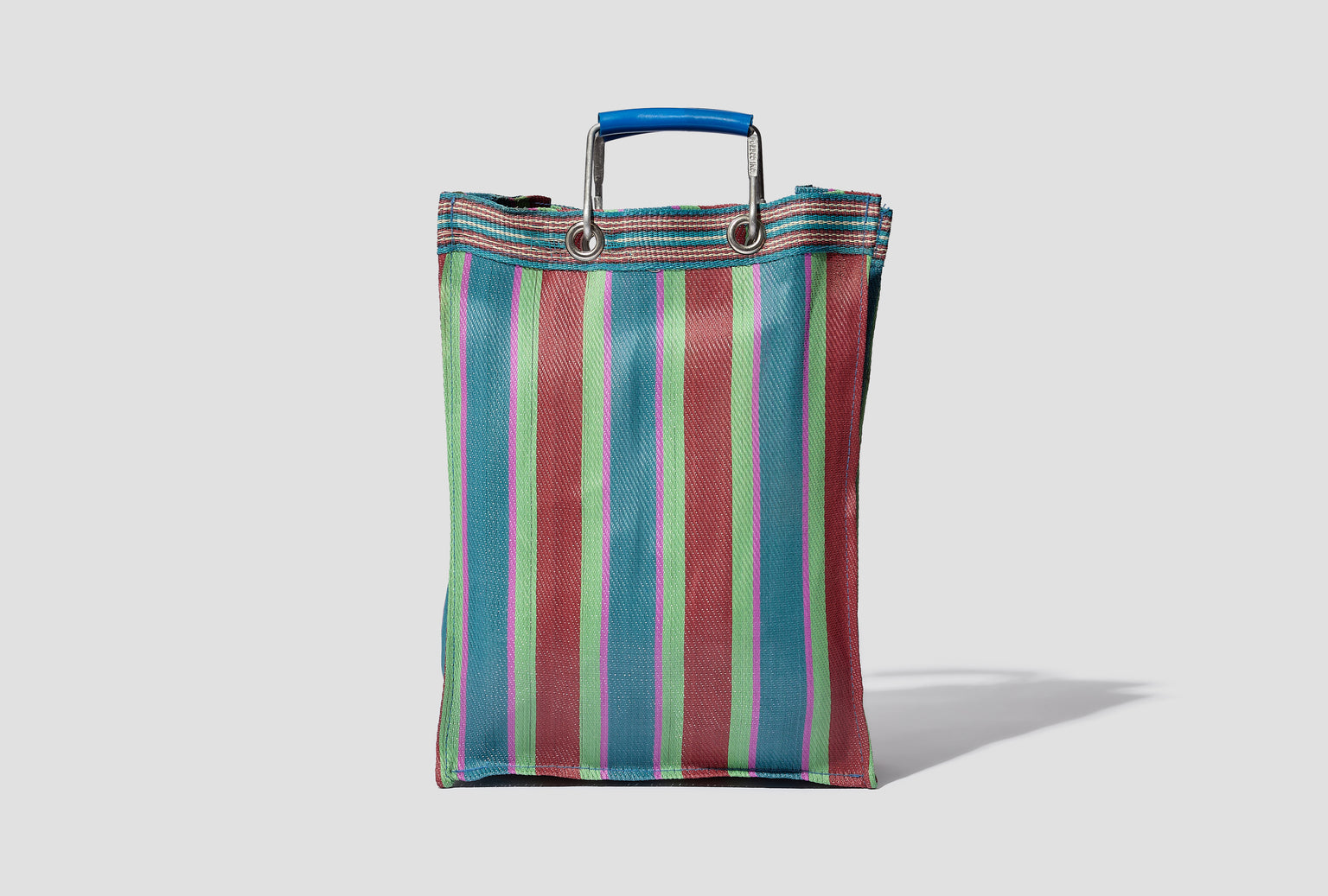 RECYCLED PLASTIC STRIPE BAG / RECTANGLE D15 - RED X BLUE 503332