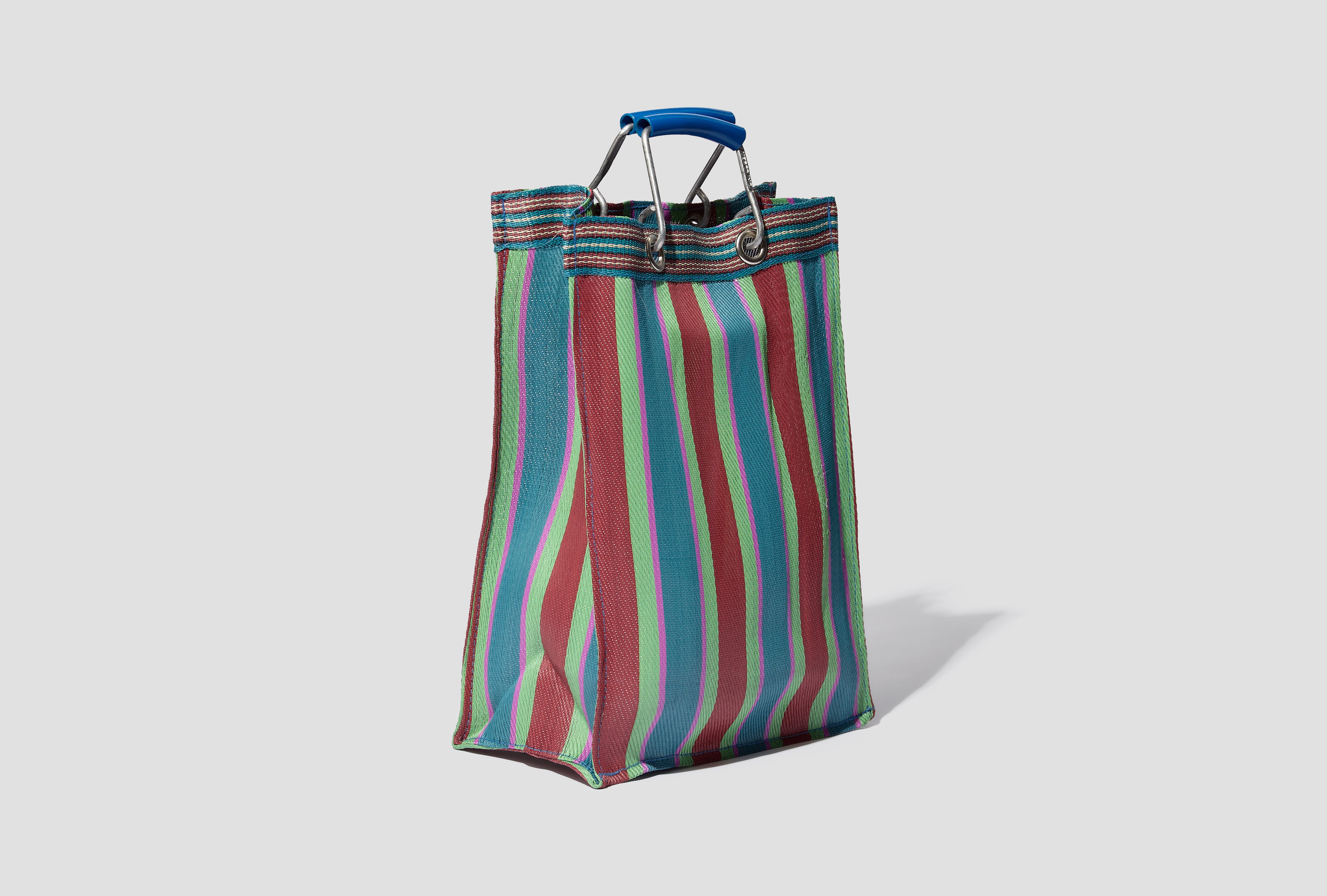 RECYCLED PLASTIC STRIPE BAG / RECTANGLE D15 - RED X BLUE 503332