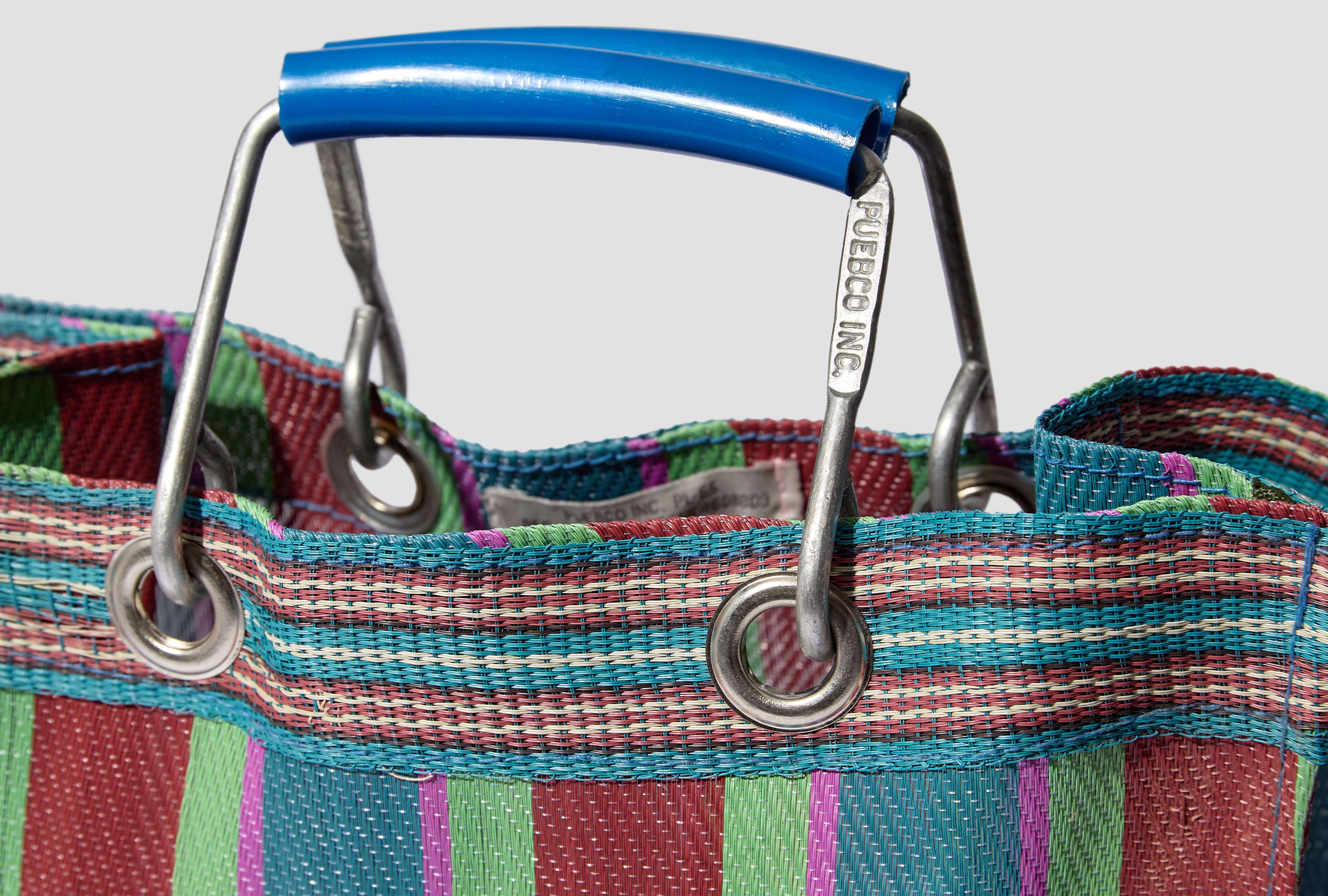 RECYCLED PLASTIC STRIPE BAG / RECTANGLE D15 - RED X BLUE 503332