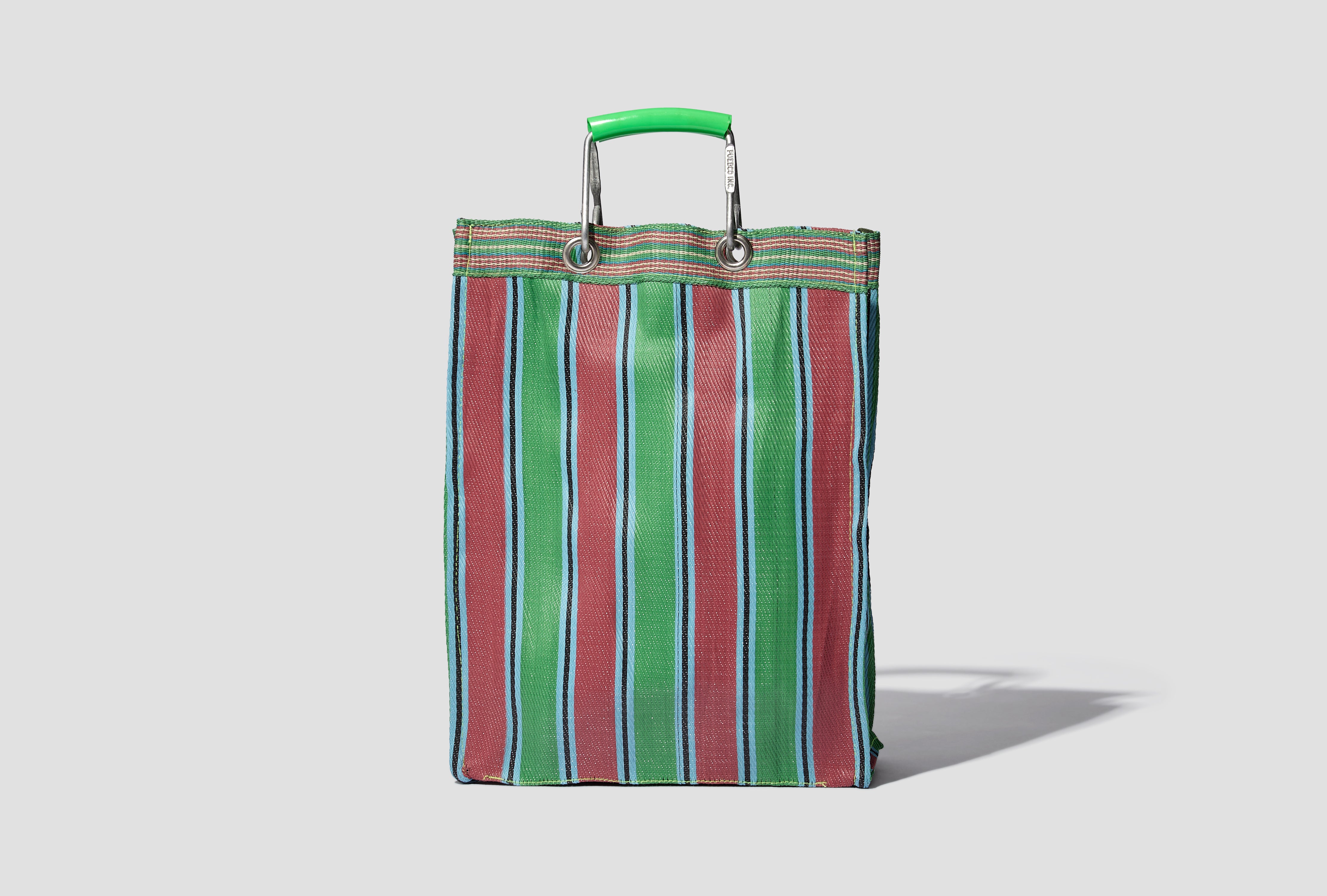 RECYCLED PLASTIC STRIPE BAG / RECTANGLE D15 - GREEN X RED 503363