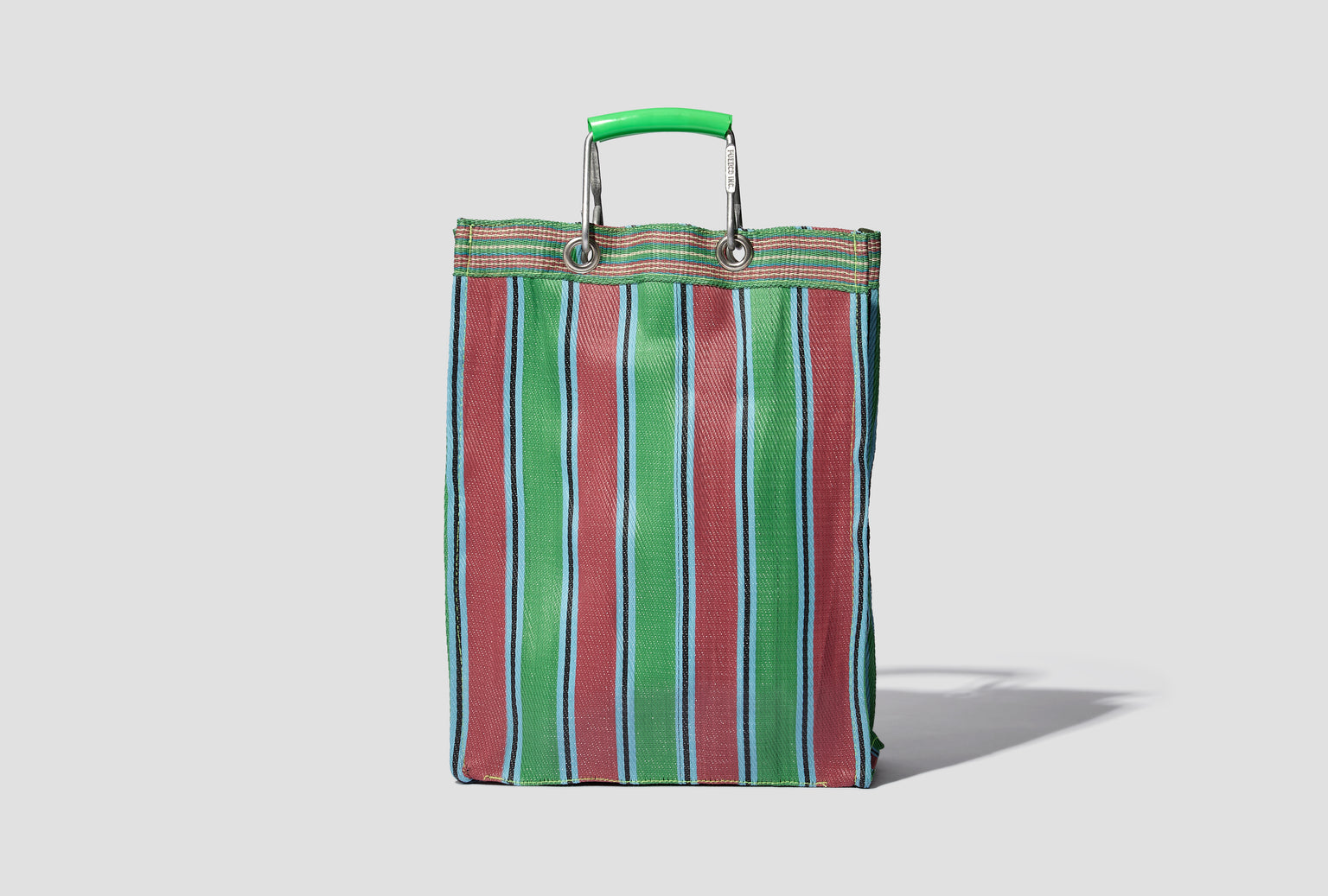 RECYCLED PLASTIC STRIPE BAG / RECTANGLE D15 - GREEN X RED 503363