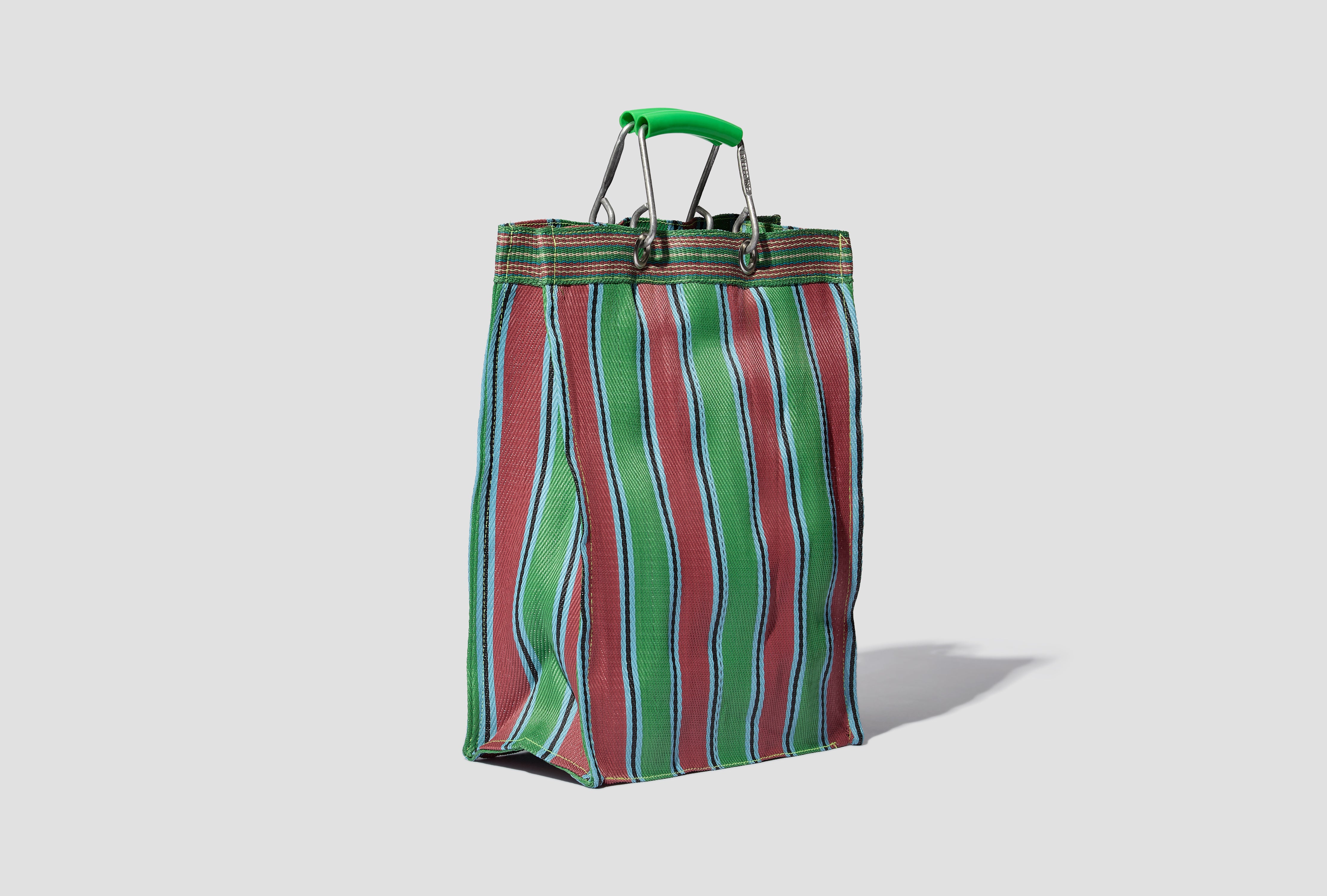 RECYCLED PLASTIC STRIPE BAG / RECTANGLE D15 - GREEN X RED 503363