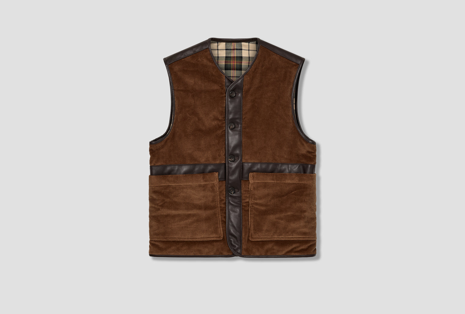 WADDED CORD VEST DR2A1X 25523-01 Brown