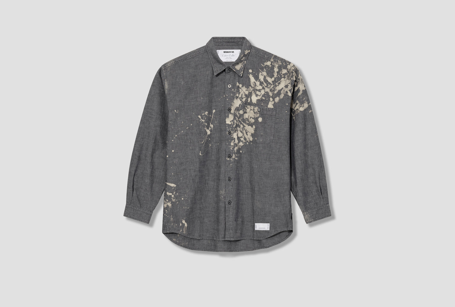 GARMENT BLEACH CHAMBRAY SHIRT LS 252ARNH-SHM02 Black