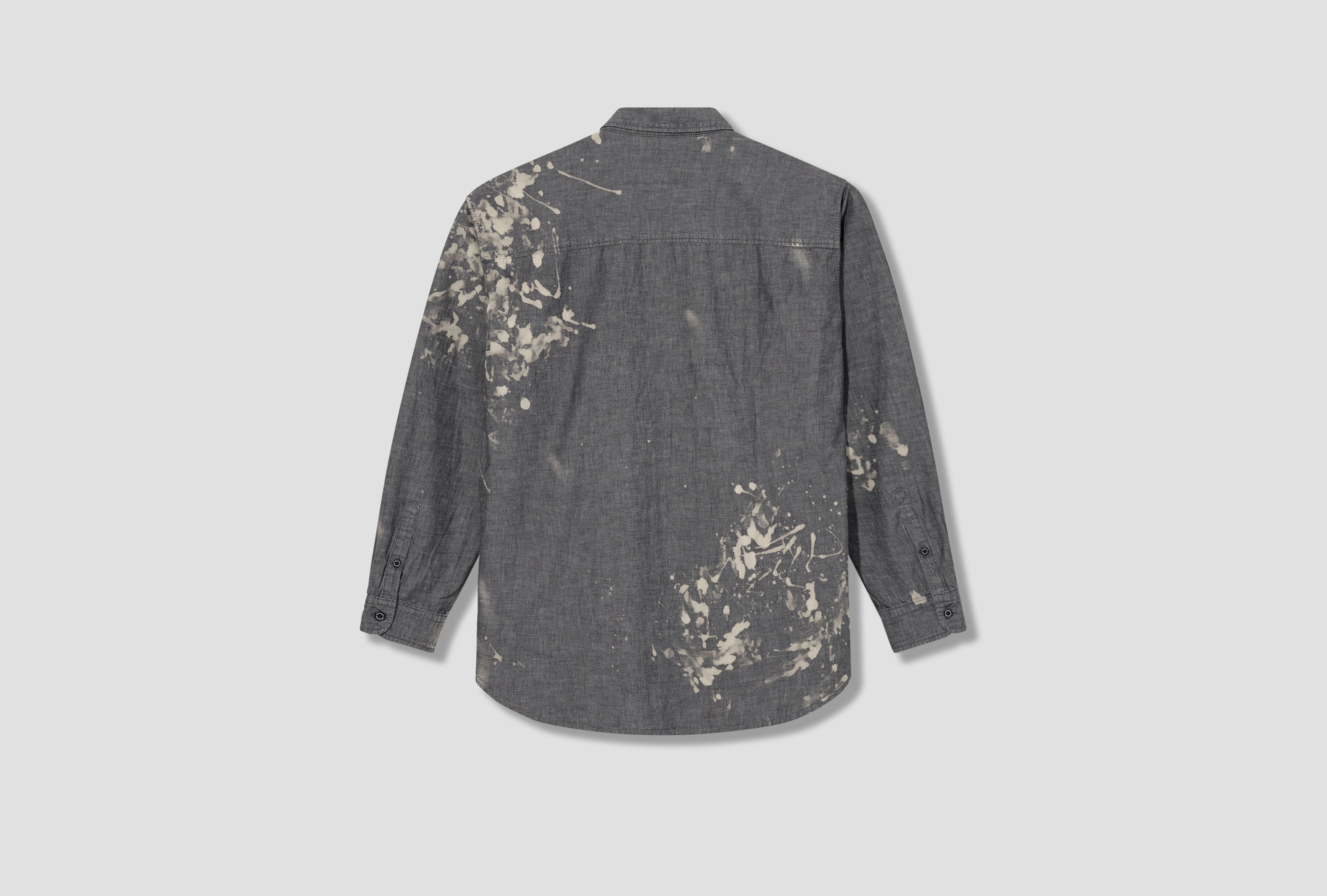 GARMENT BLEACH CHAMBRAY SHIRT LS 252ARNH-SHM02 Black