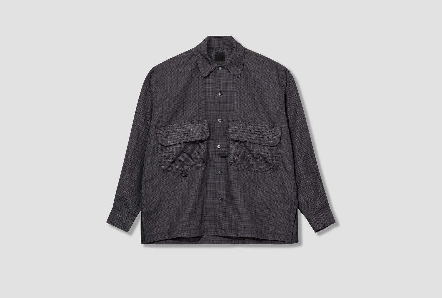 TECH SPORTS OPEN COLLAR SHIRT L/S NOVA CHECK 88-11-0058-704 Charcoal