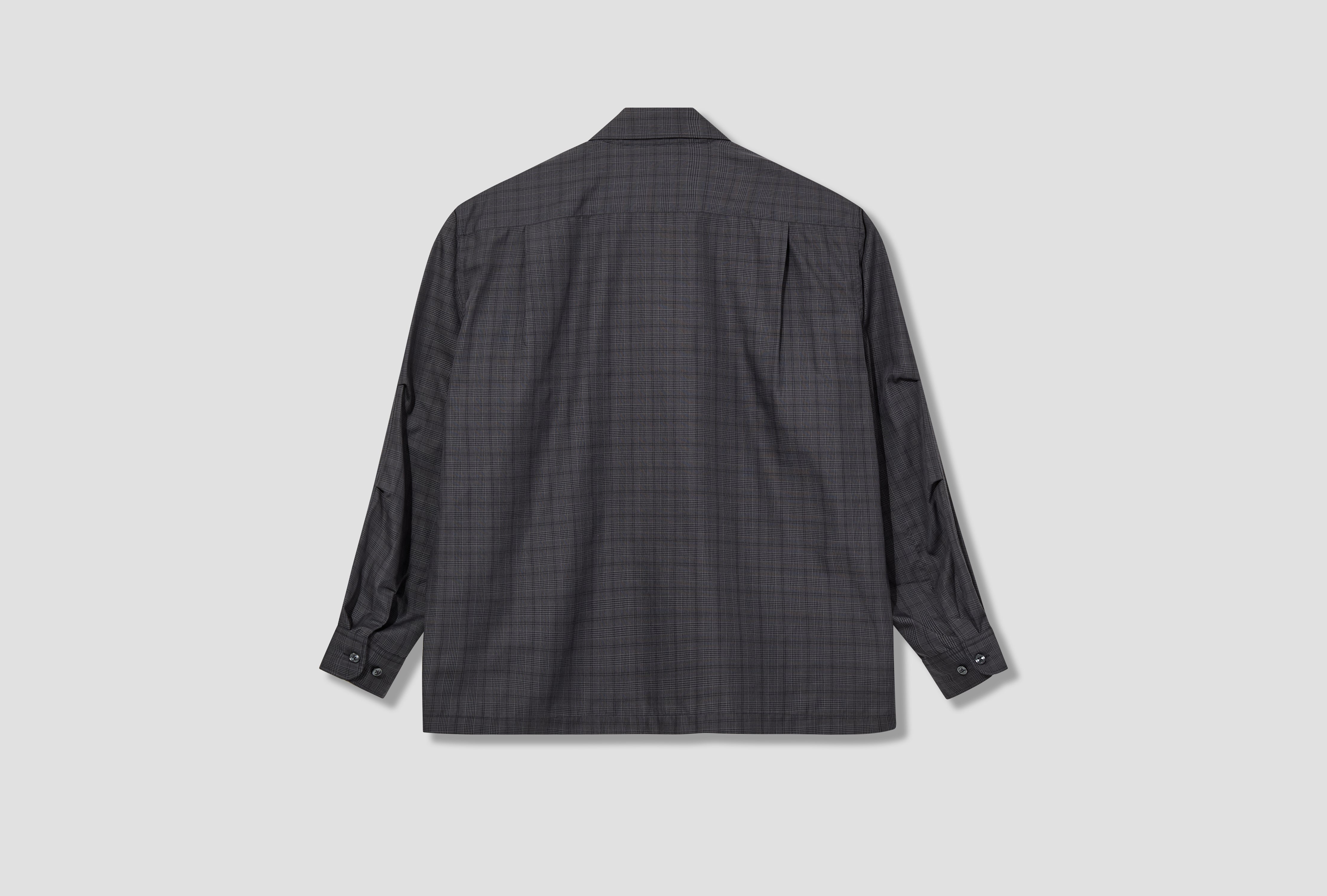 TECH SPORTS OPEN COLLAR SHIRT L/S NOVA CHECK 88-11-0058-704 Charcoal