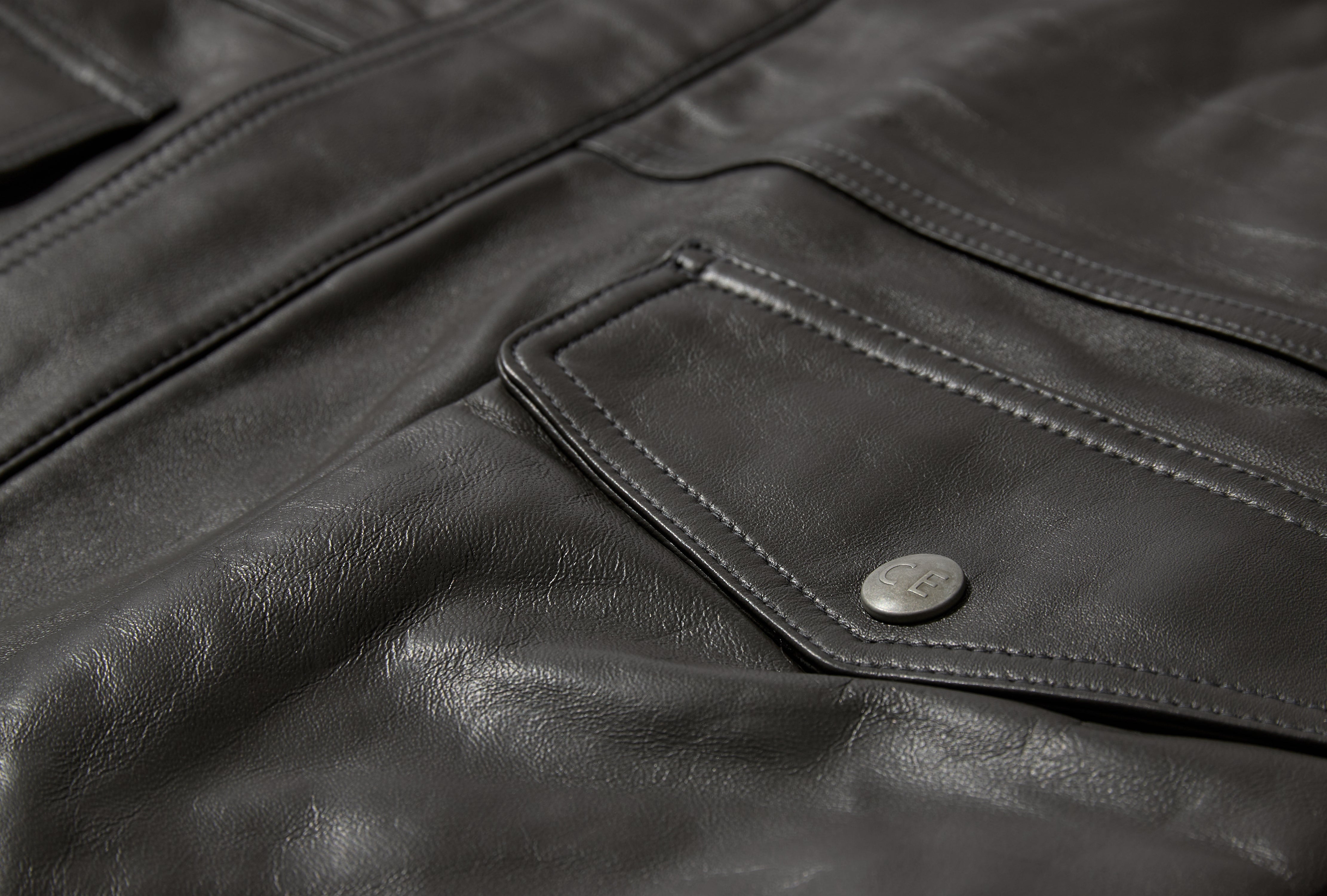 LEATHER ZIP JACKET CES28JK01 Grey