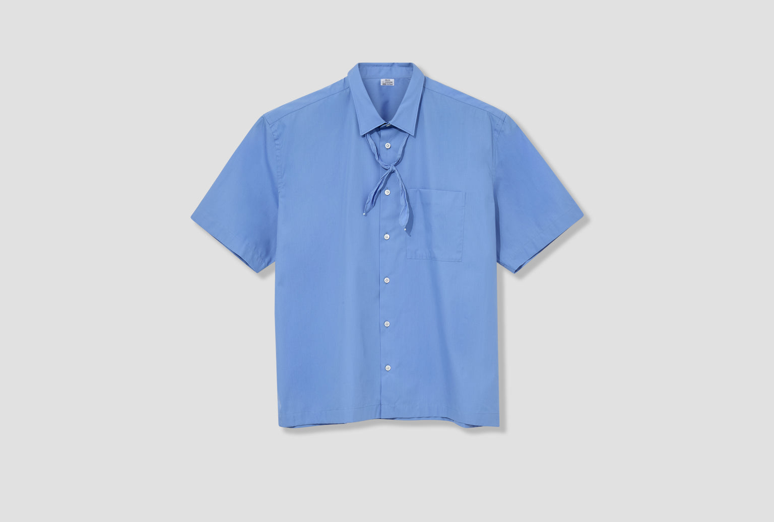 SHORT SLEEVE SHIRT WITH NECKLACE - ALBINI COTTON CL508 Blue