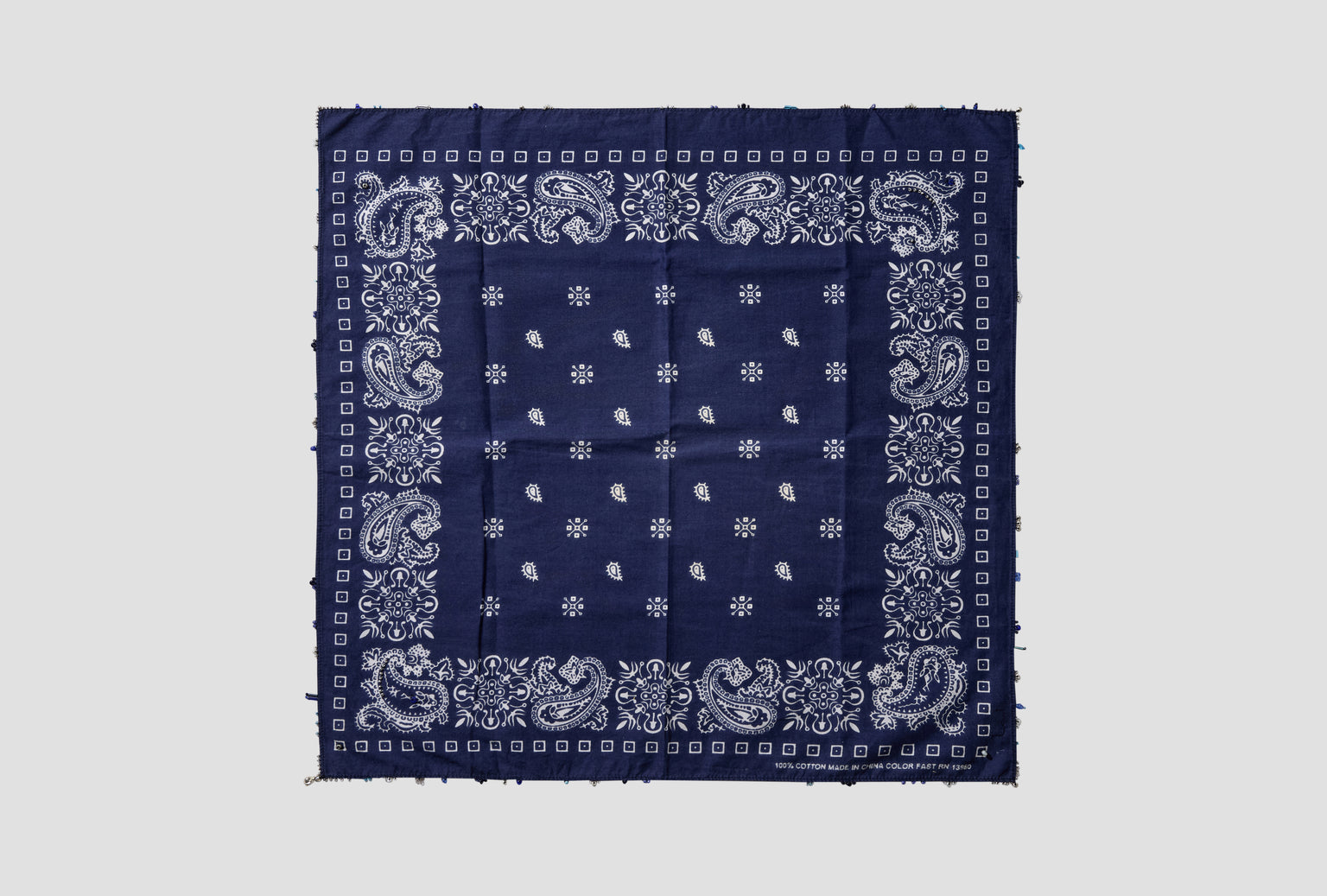 EMBROIDERED VINTAGE BANDANA - COTTON CL614 Blue