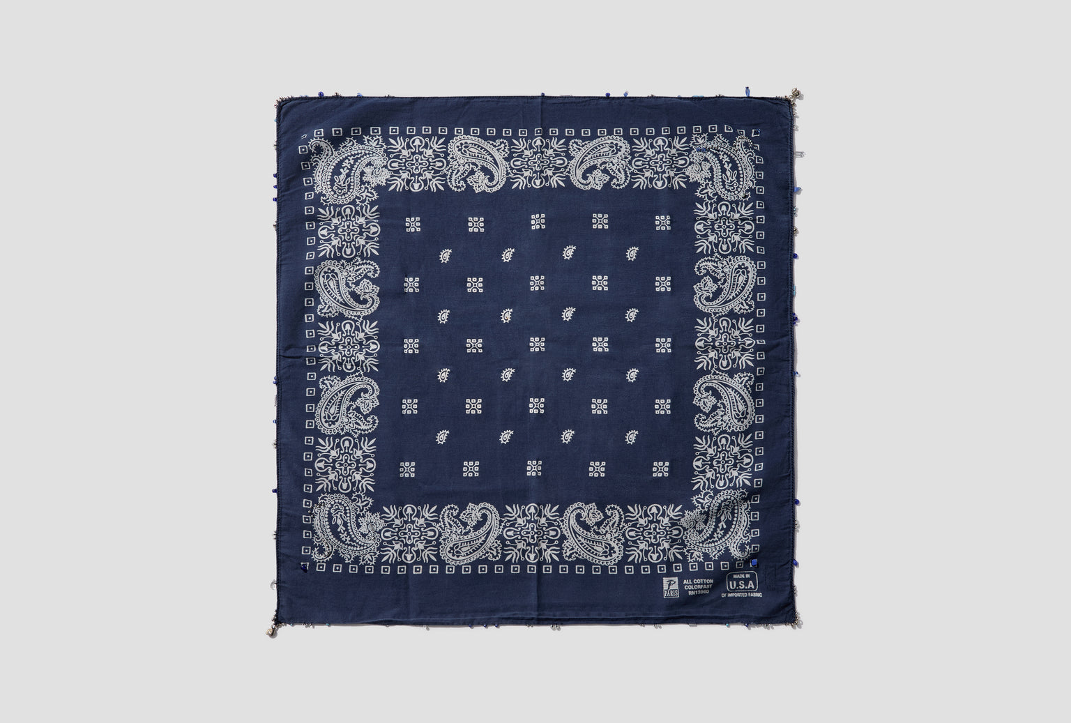 EMBROIDERED VINTAGE BANDANA - COTTON CL614 Navy