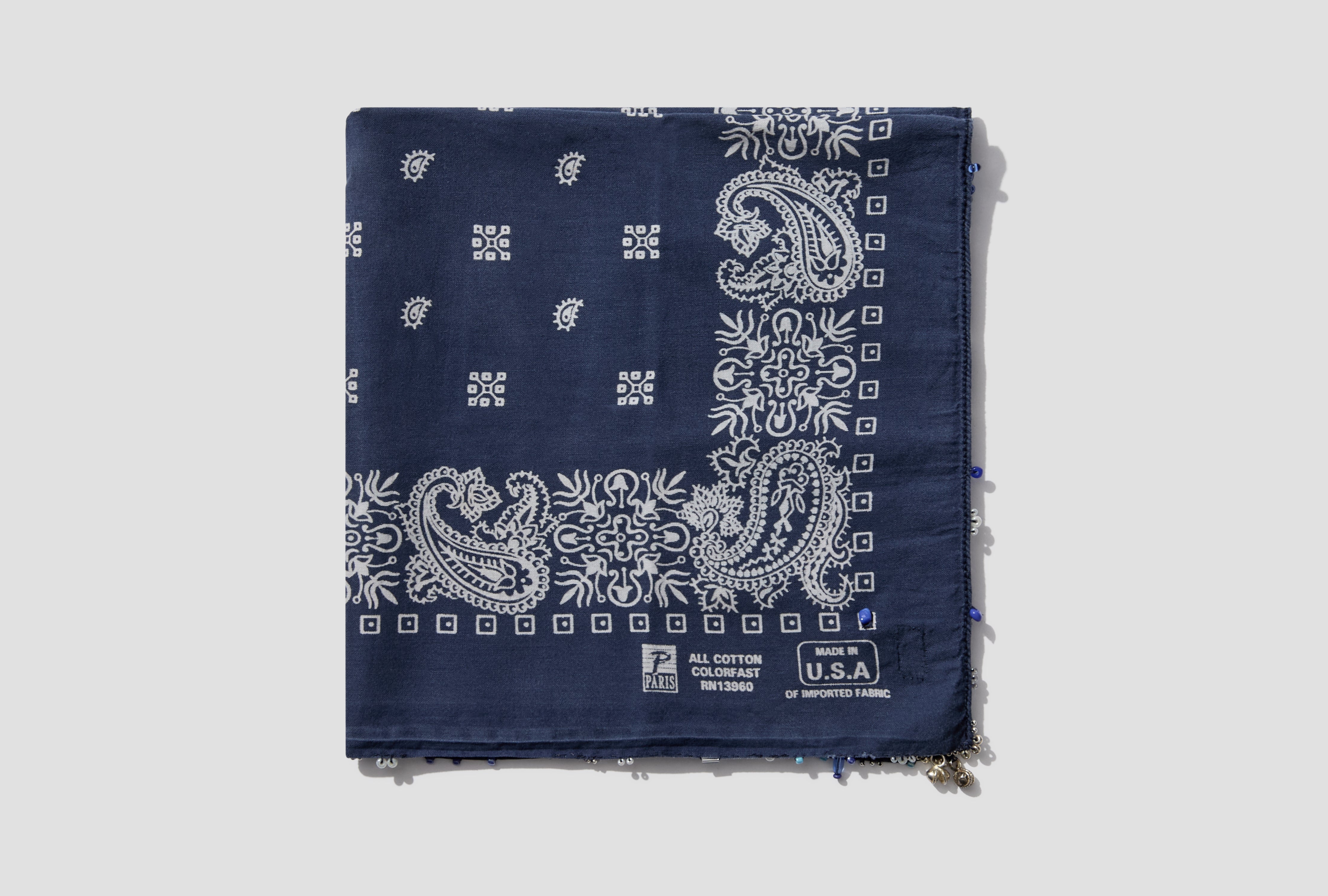 EMBROIDERED VINTAGE BANDANA - COTTON CL614 Navy