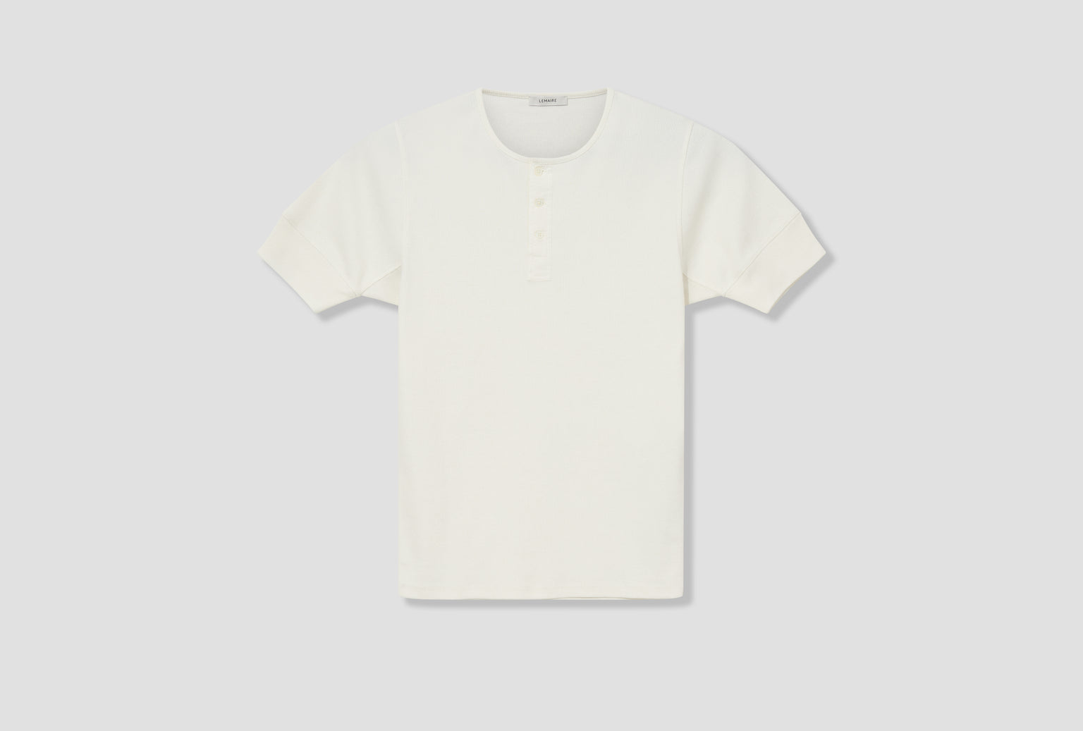 RIB HENLEY TOP - COTTON LINEN RIB JERSEY TS0007 LJ1030 White