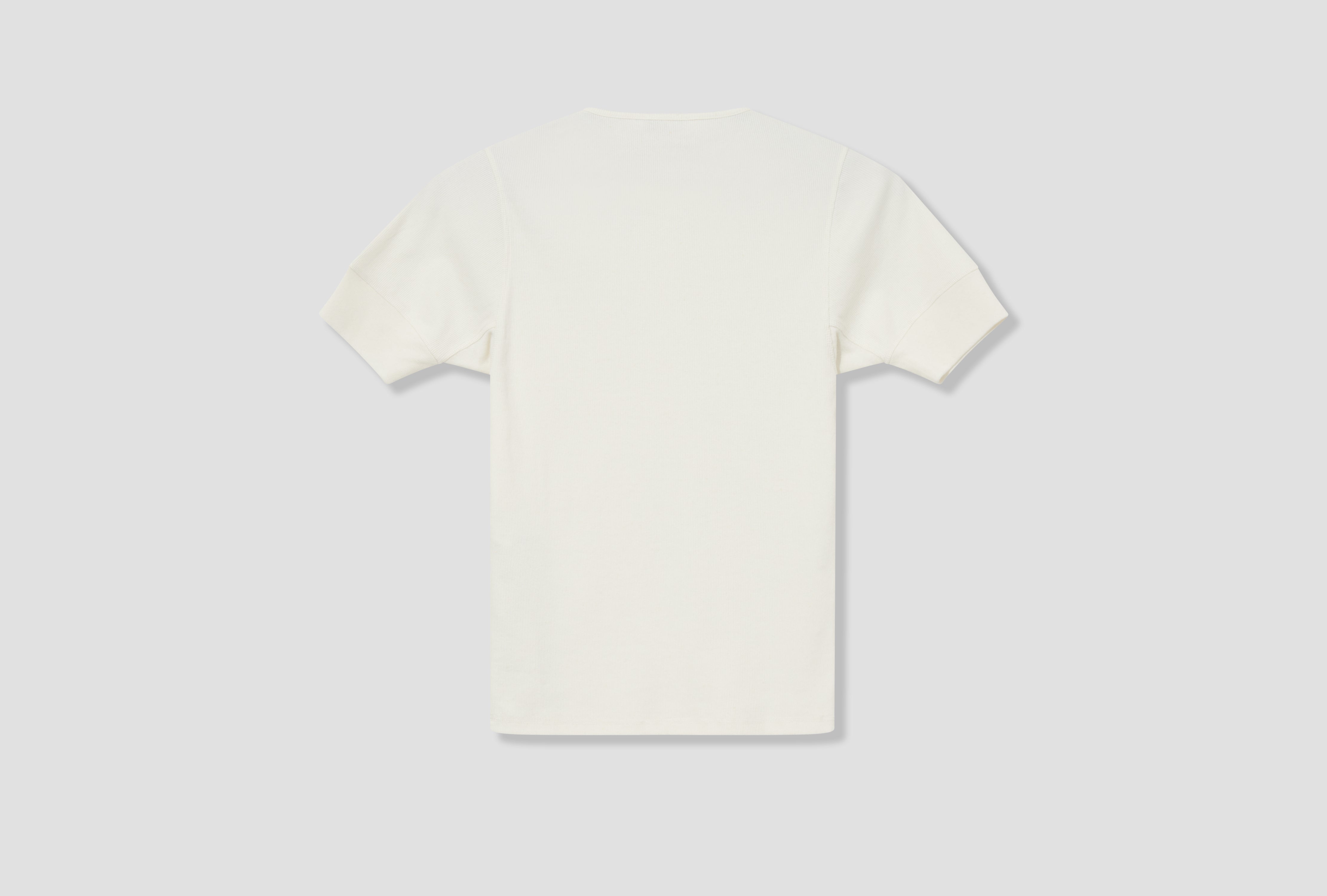 RIB HENLEY TOP - COTTON LINEN RIB JERSEY TS0007 LJ1030 White