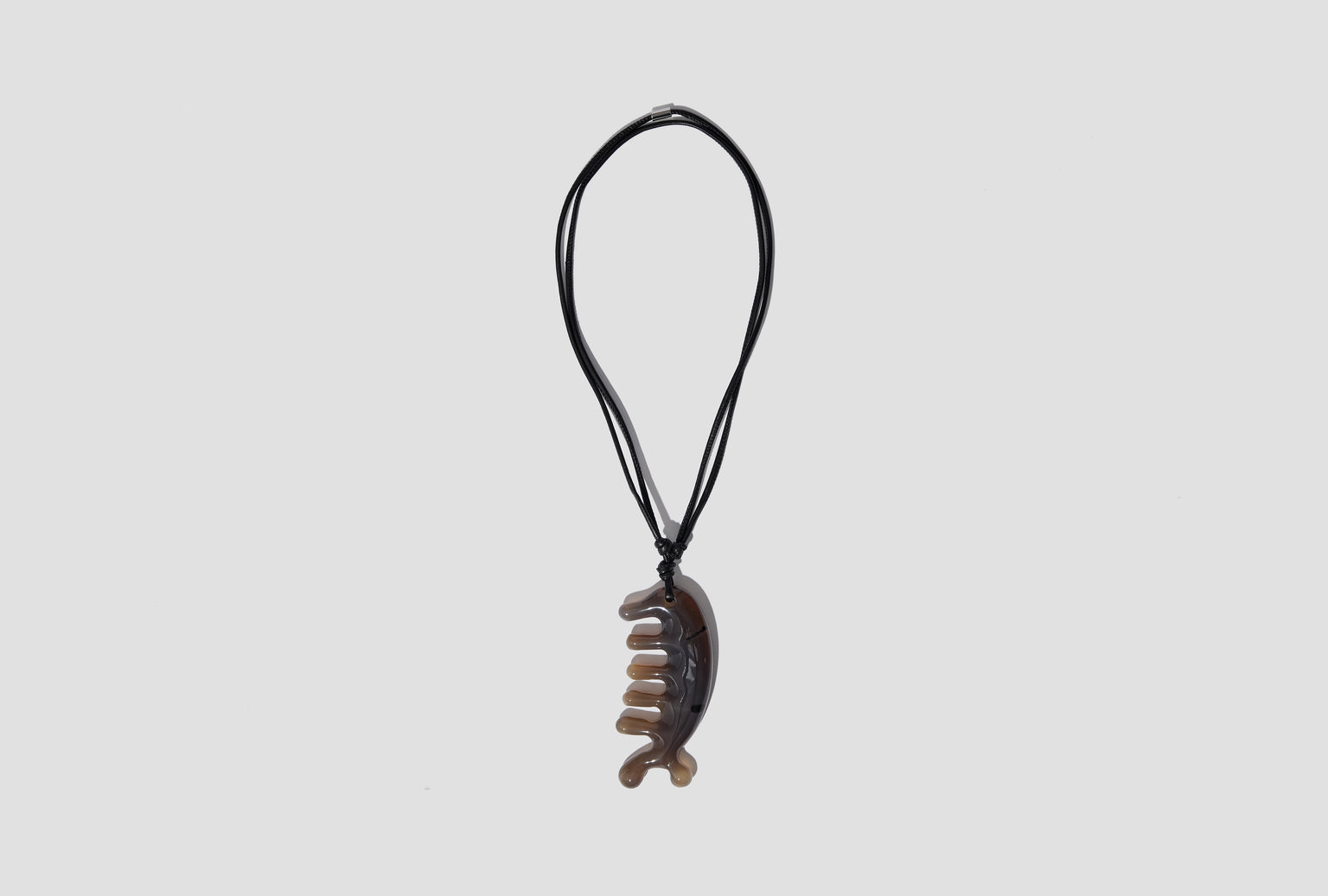 BELUGA GUA SHA NECKLACE - NAPPA LEATHER AND GREY AGATHE STONE DI0007 LO0047 Grey