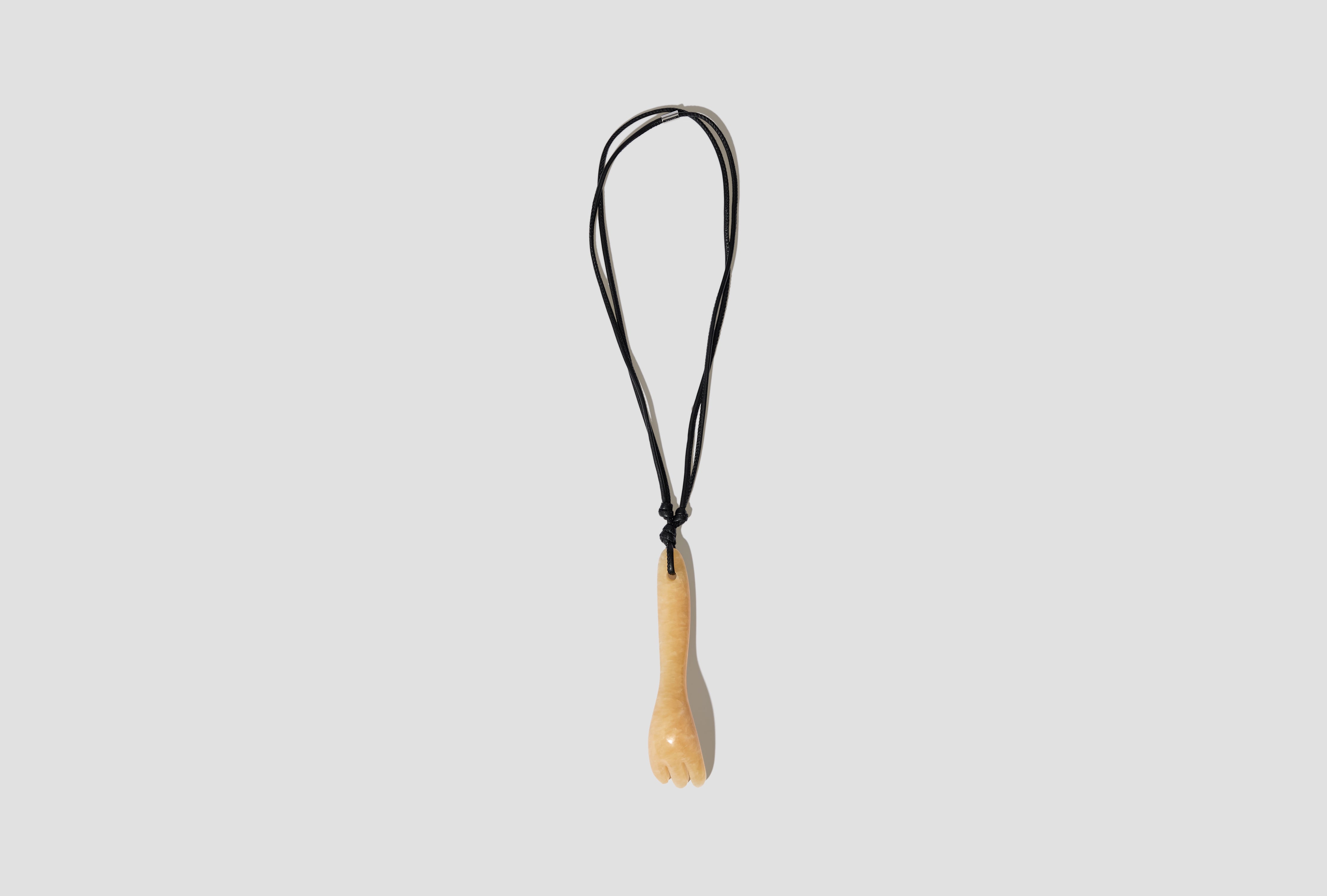GUA SHA FORK NECKLACE - NAPPA LEATHER AND ARAGONITE STONE DI0010 LO0148 Yellow