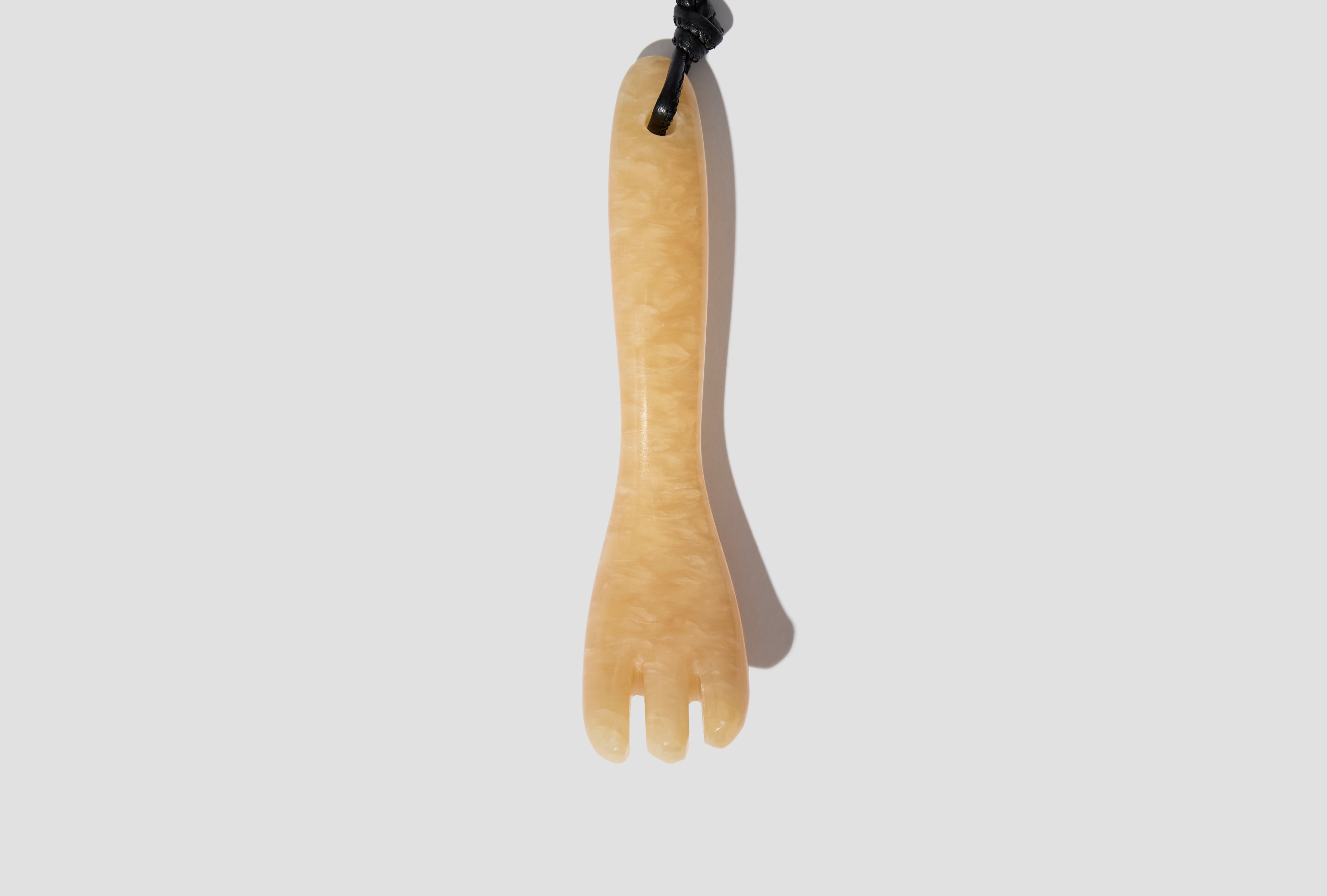 GUA SHA FORK NECKLACE - NAPPA LEATHER AND ARAGONITE STONE DI0010 LO0148 Yellow