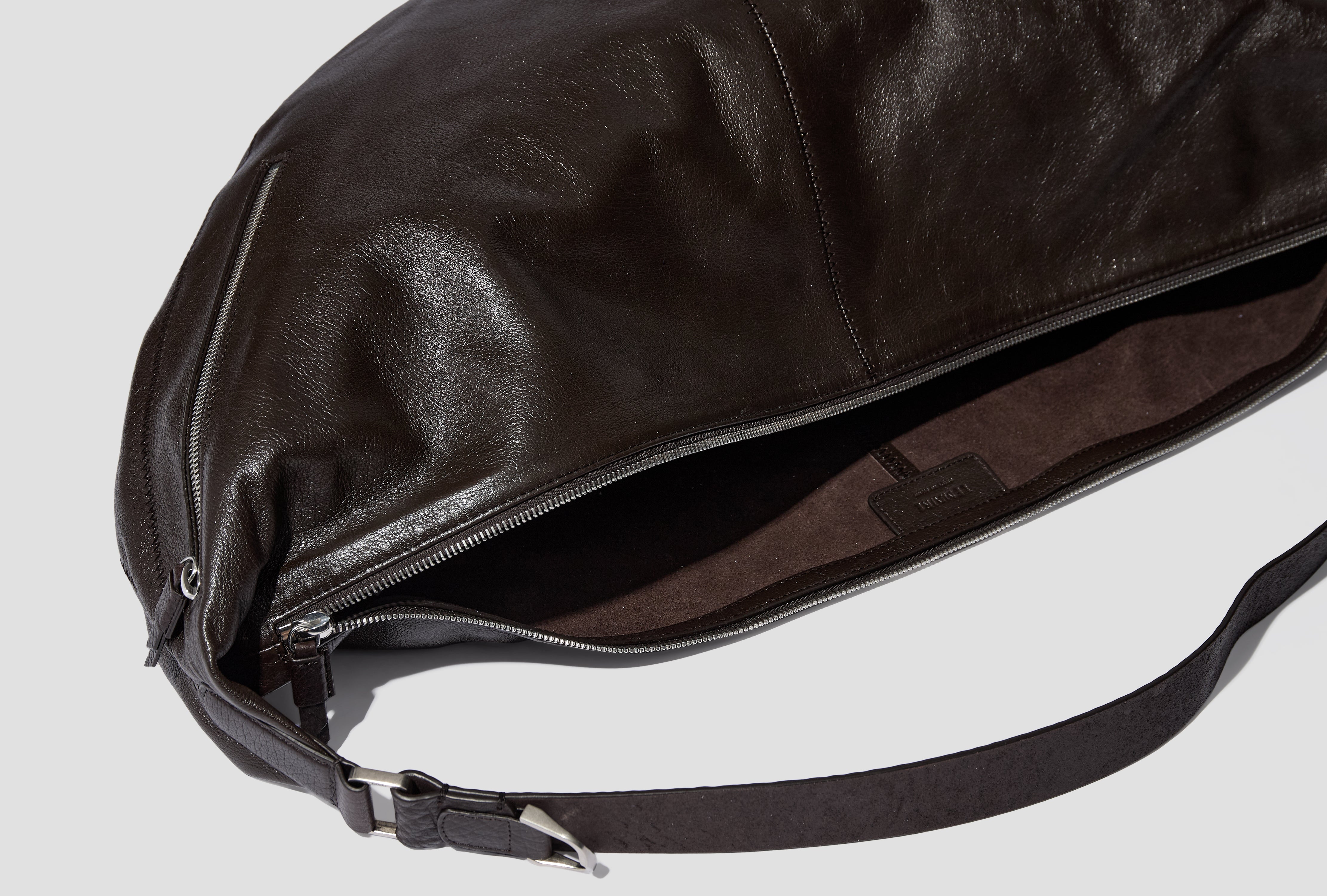 LARGE QUIVER CLIP BAG - GRAINED BUFFALO LEATHER BG0197 LL0171 Dark brown