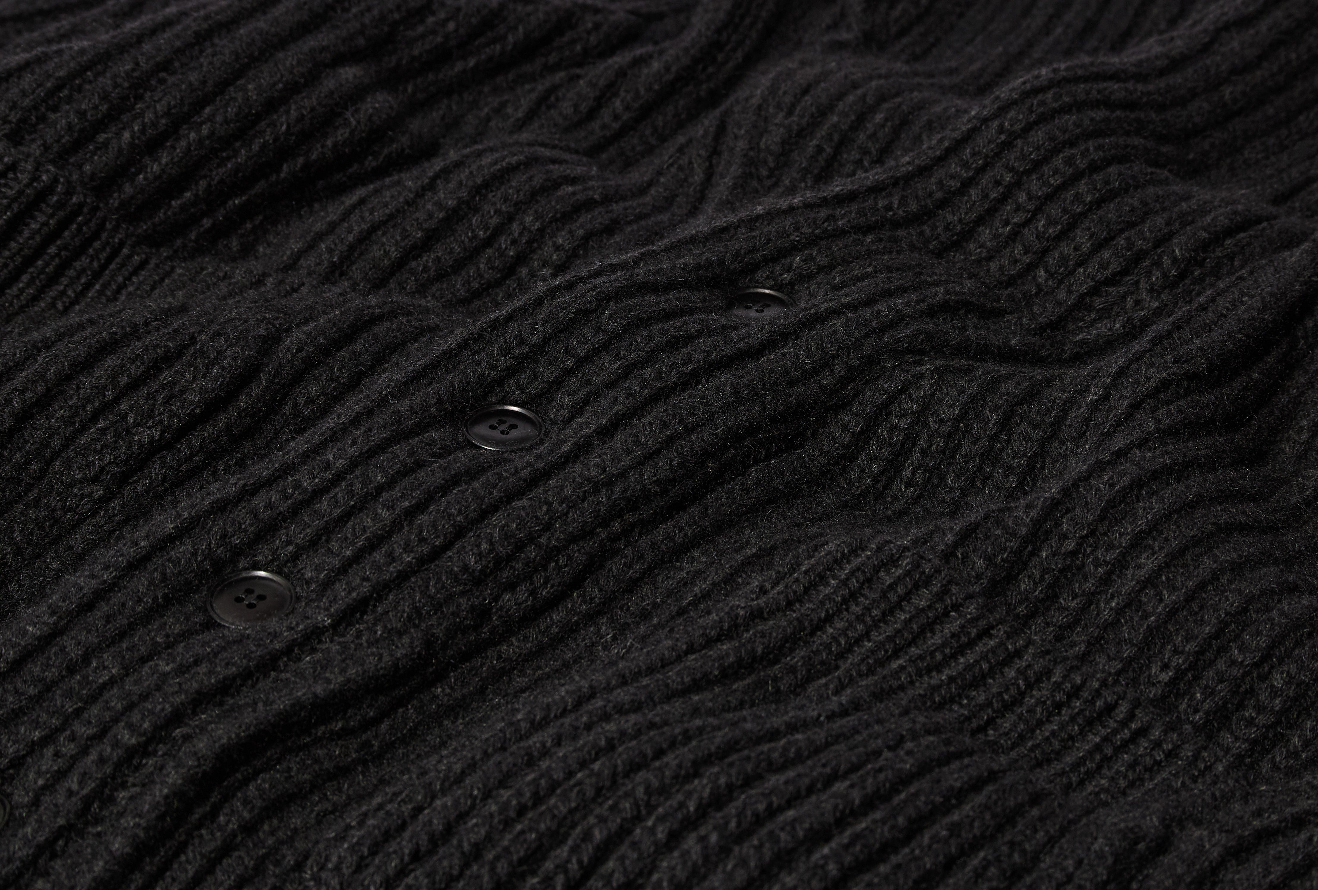 CASHMERE WASHI SHAWL COLLAR KNIT JACKET C03-06017 Black