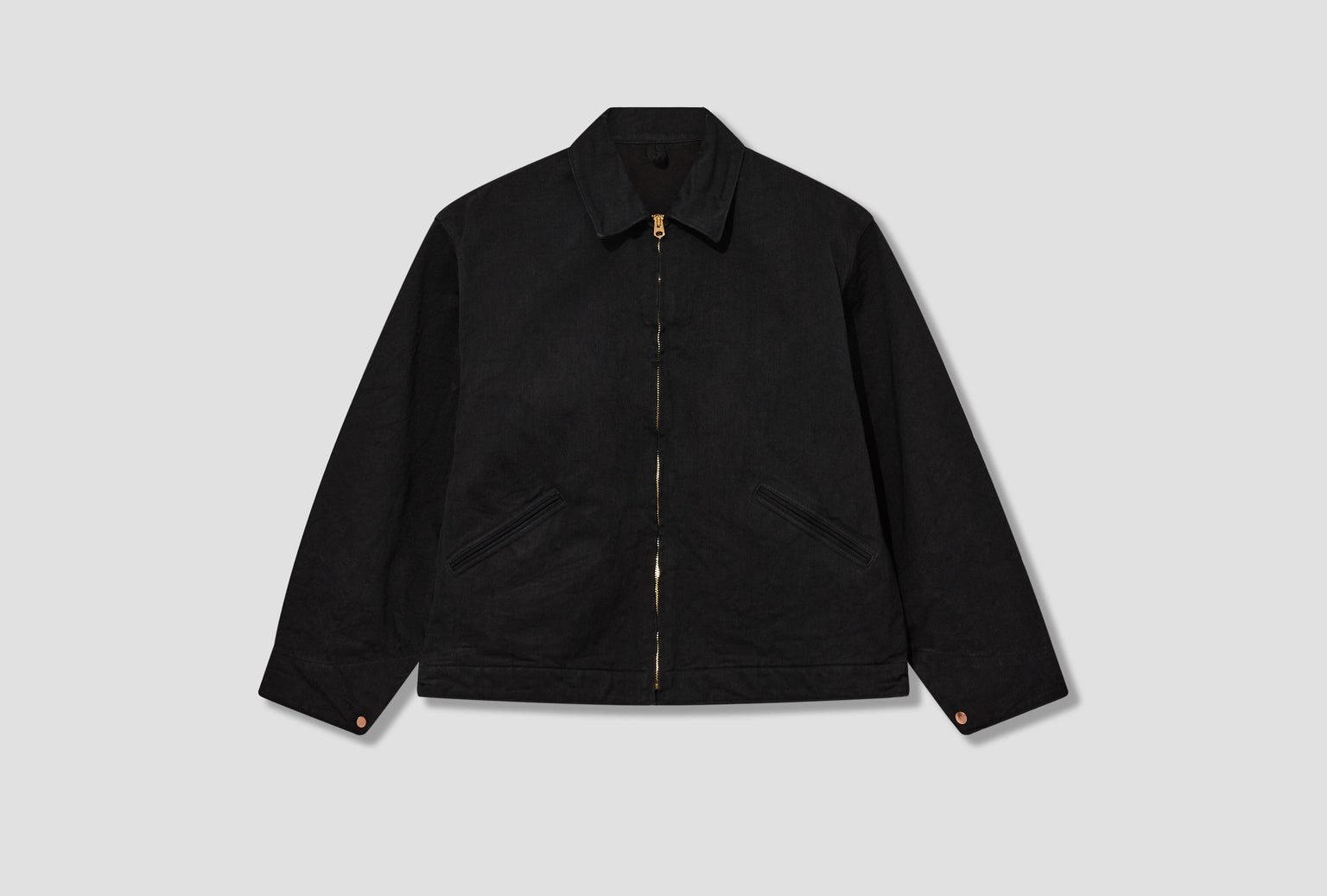 BLACK DENIM ZIP SHORT JACKET D01-01001 Black