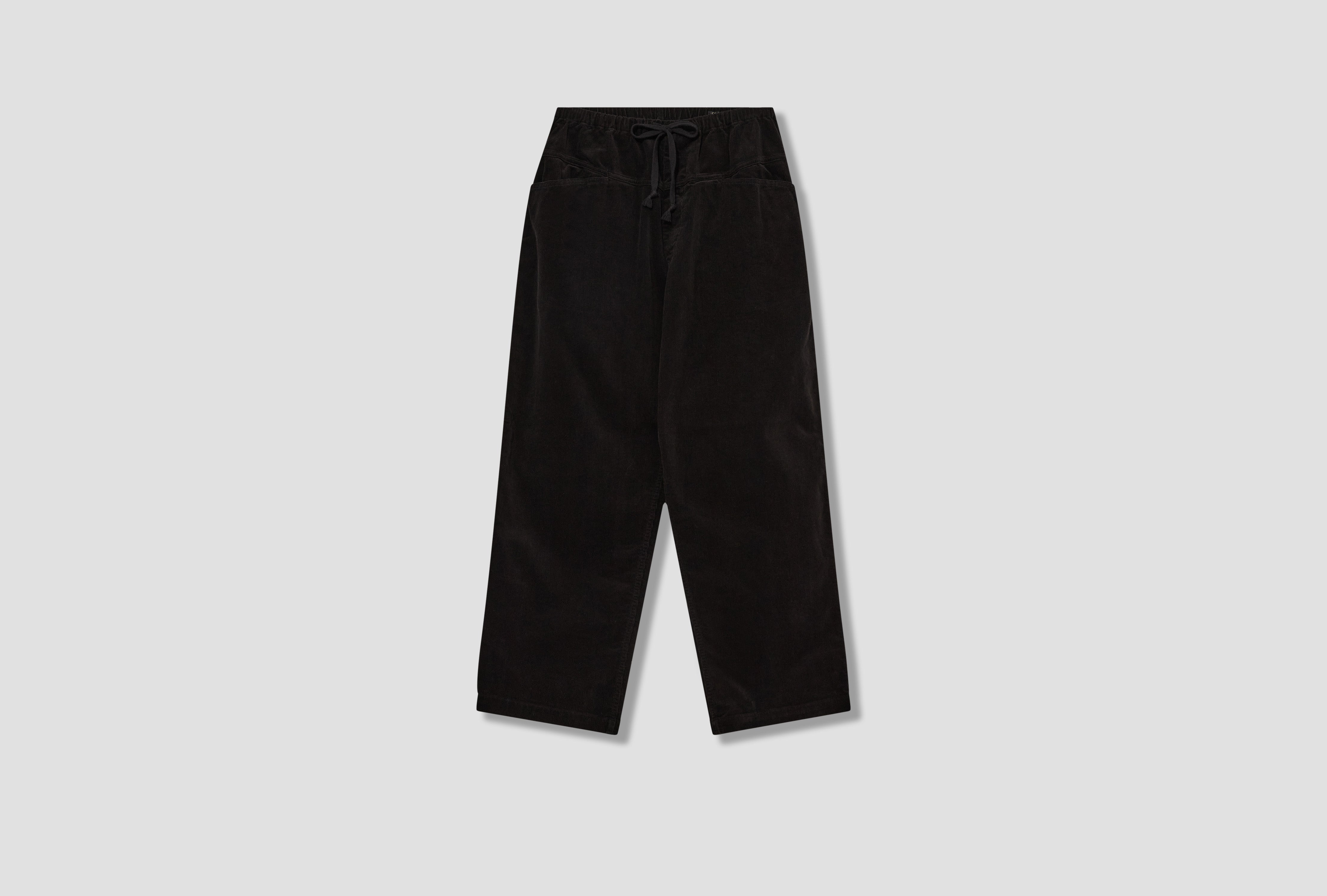 CORDUROY DRAWSTRING PANTS D01-03006 Black
